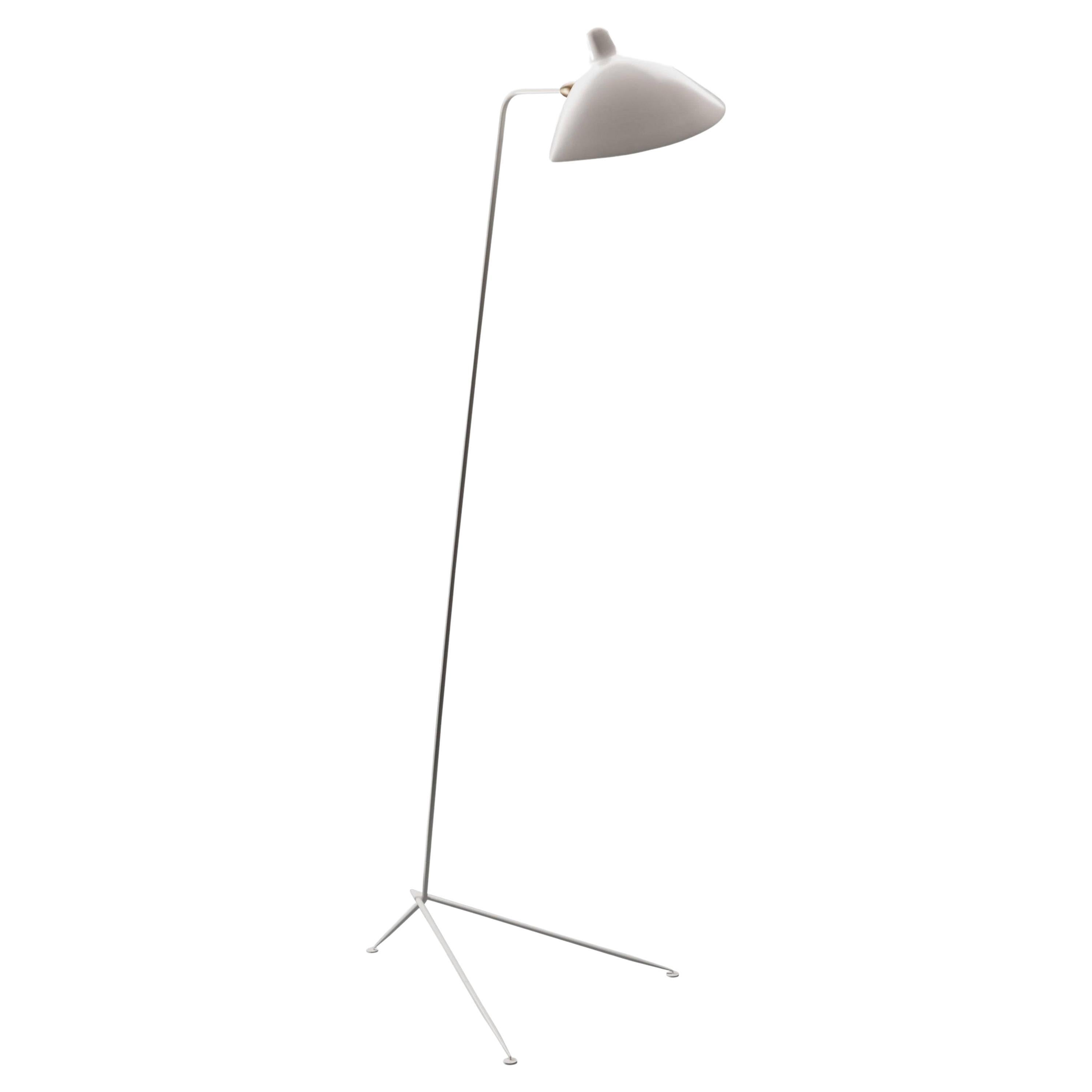 Editions Serge Mouille 'Lampadaire Droit' Floor Lamp in White For Sale