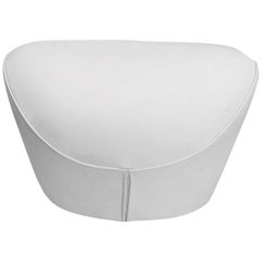 Edito Modernist White Leather Ottoman by Roche Bobois