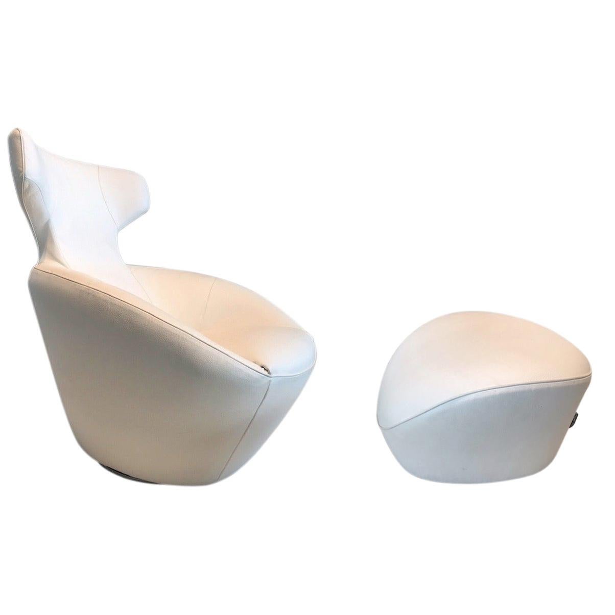 Edito Swivel Lounge Chair and Ottoman by Roche Bobois