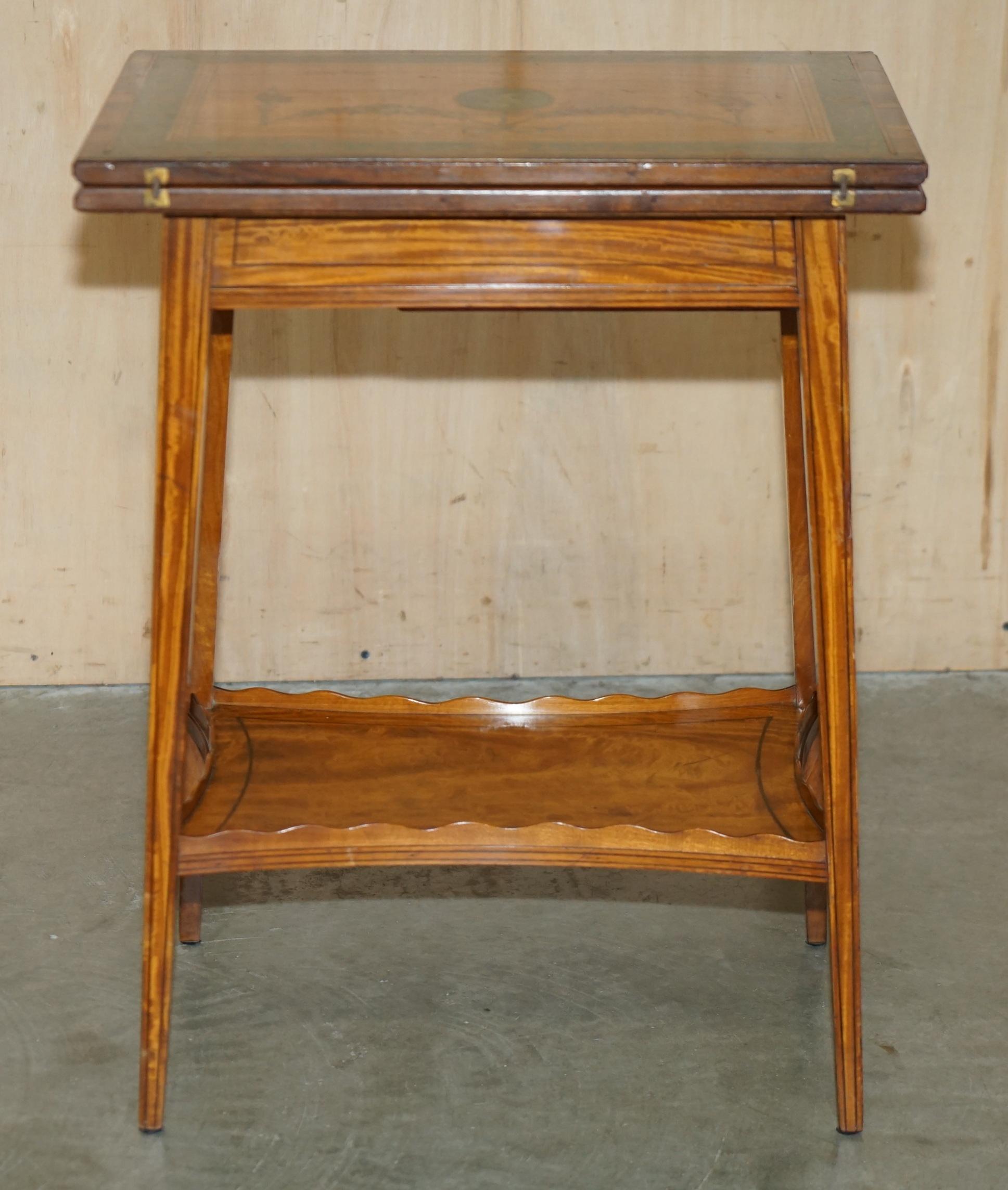 EDITORS CHOICE ANTIQUE HOWARD & SON'S SHERATON REVIVAL GAMES CARDS SiDE TABLE For Sale 6