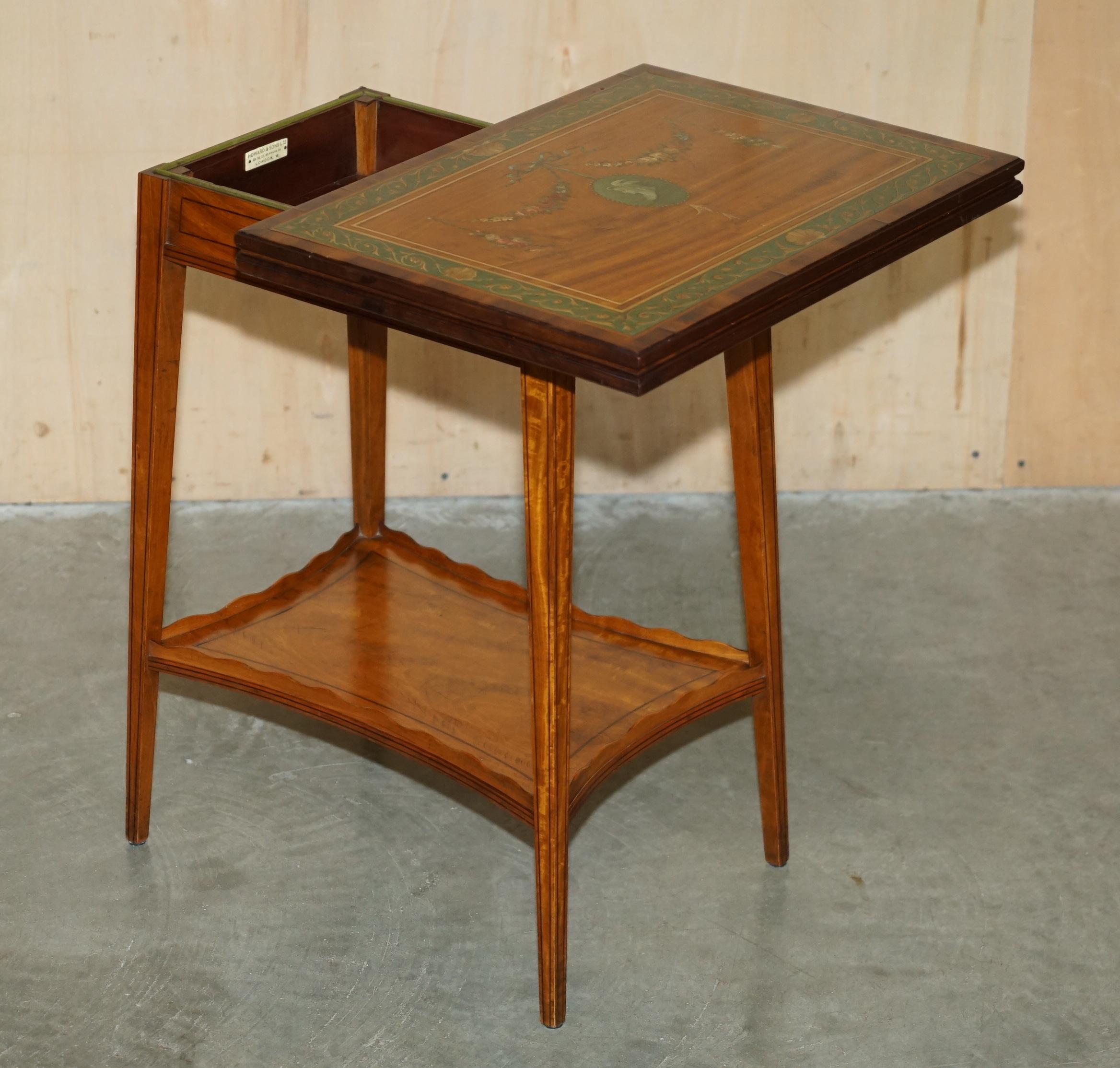 EDITORS CHOICE ANTIQUE HOWARD & SON'S SHERATON REVIVAL GAMES CARDS SiDE TABLE For Sale 8