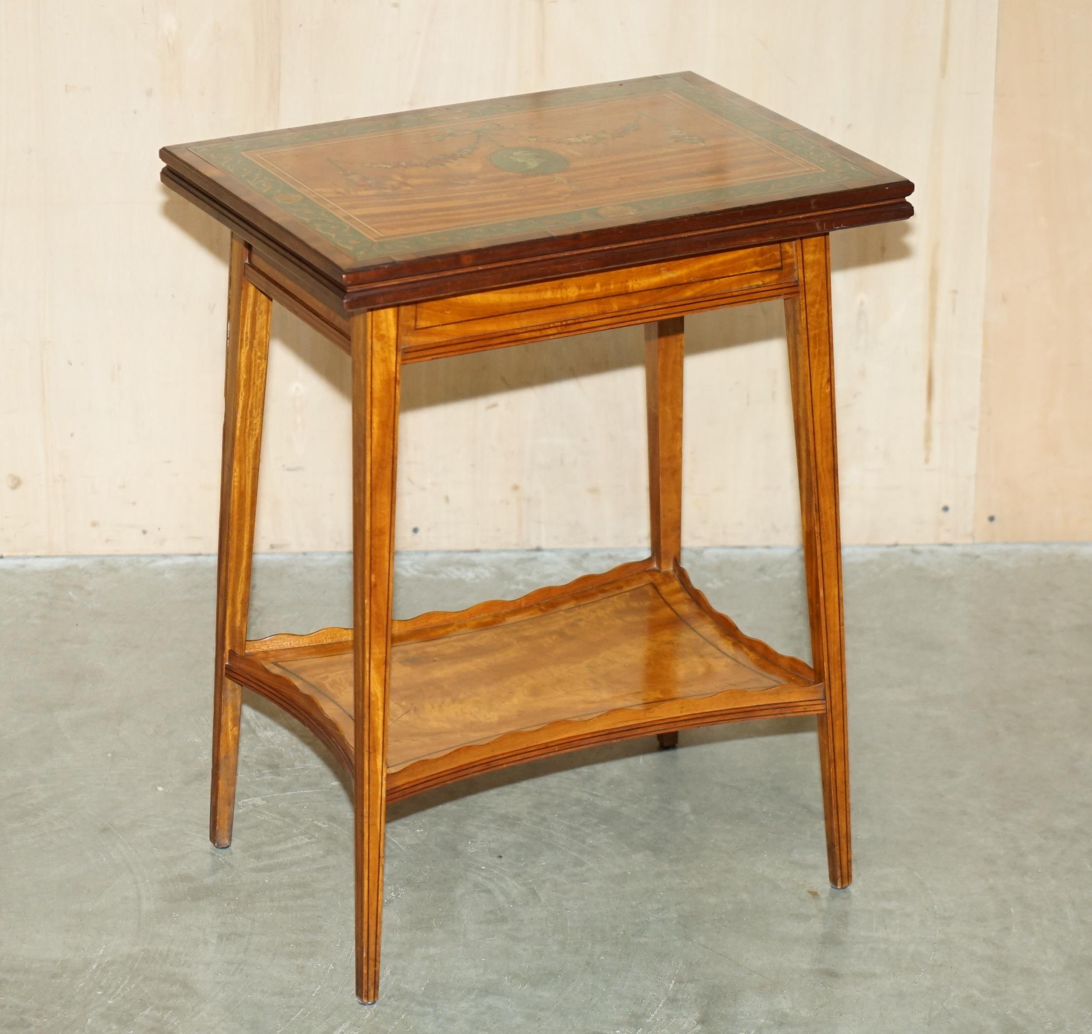 Victorian EDITORS CHOICE ANTIQUE HOWARD & SON'S SHERATON REVIVAL GAMES CARDS SiDE TABLE For Sale