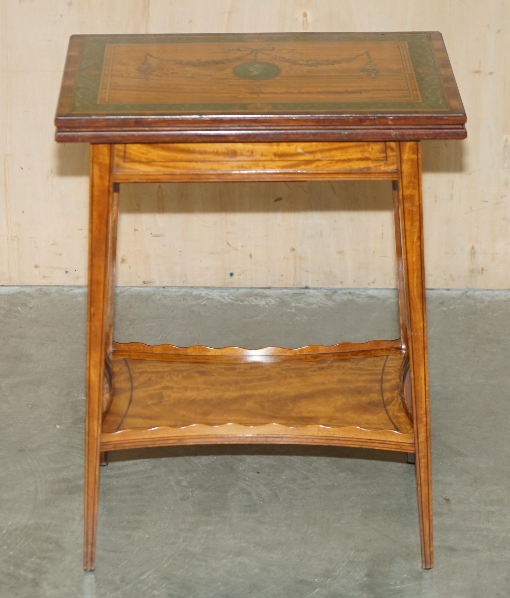 English EDITORS CHOICE ANTIQUE HOWARD & SON'S SHERATON REVIVAL GAMES CARDS SiDE TABLE For Sale