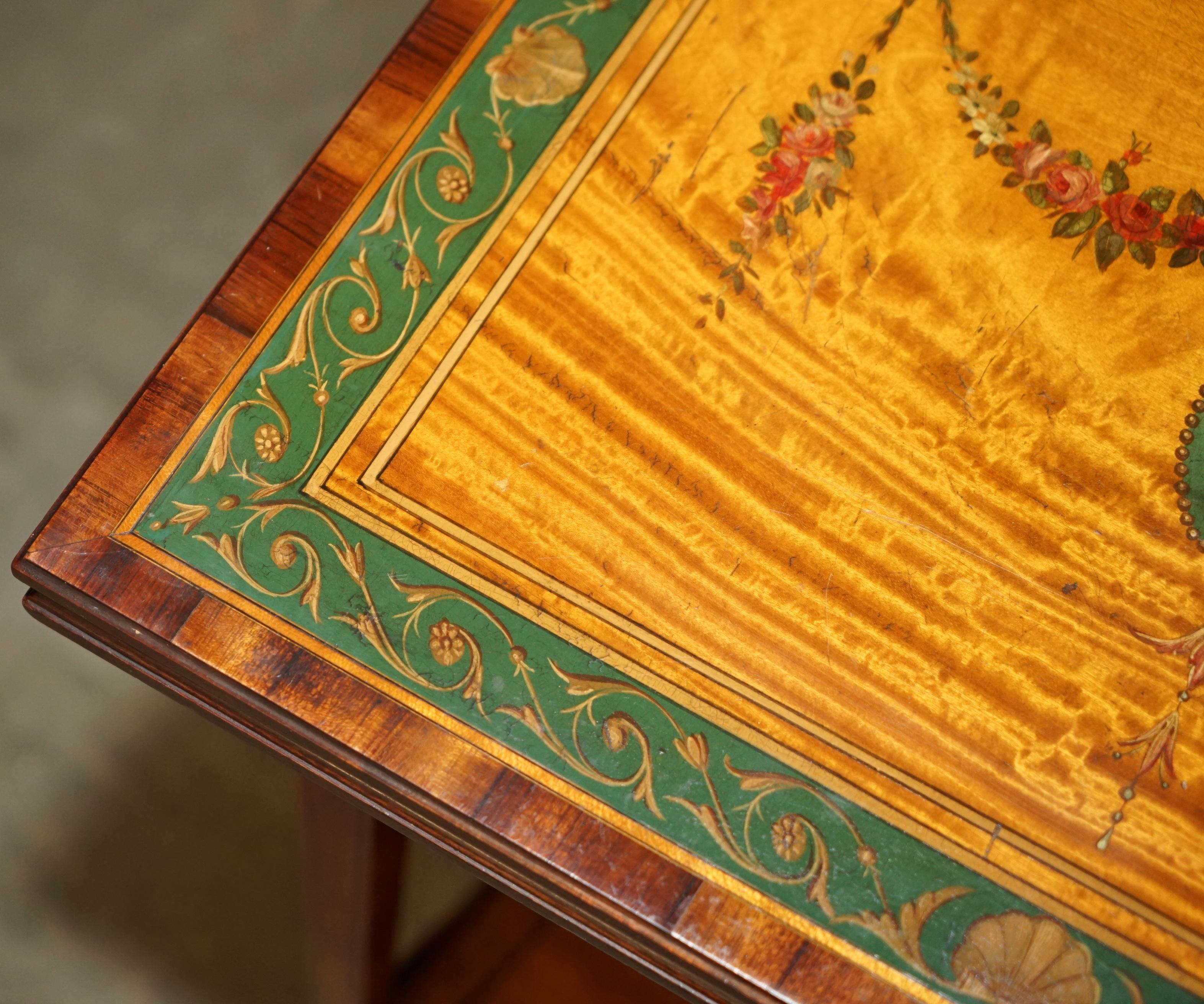Hardwood EDITORS CHOICE ANTIQUE HOWARD & SON'S SHERATON REVIVAL GAMES CARDS SiDE TABLE For Sale