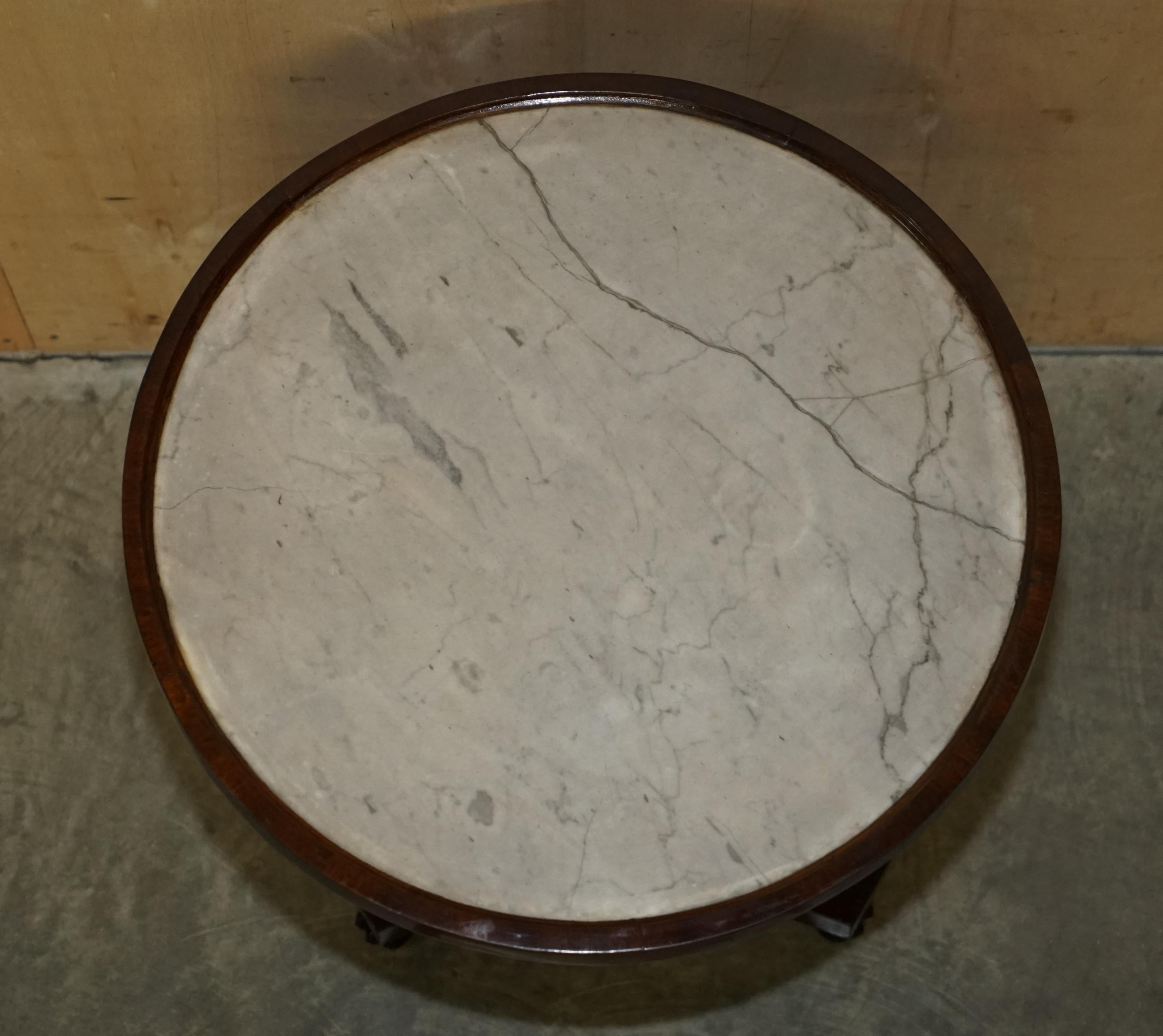 Editors Choice Antique Italian Marble Topped Occasional Centre Table Lions Paw For Sale 6