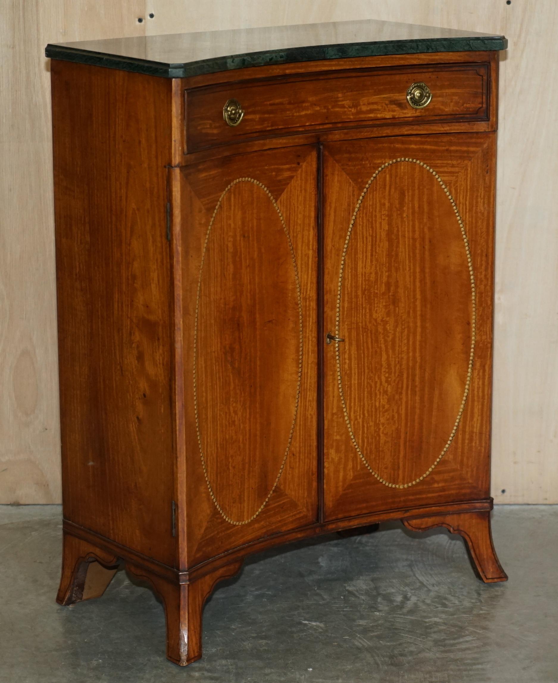 We are delighted to offer for sale this extremely rare and very popular pair of Sheraton Revival, flamed mahogany with Italian Marble tops, concave sideboards

These are Editor Choice pieces meaning they are our top pic of this week for sideboards,