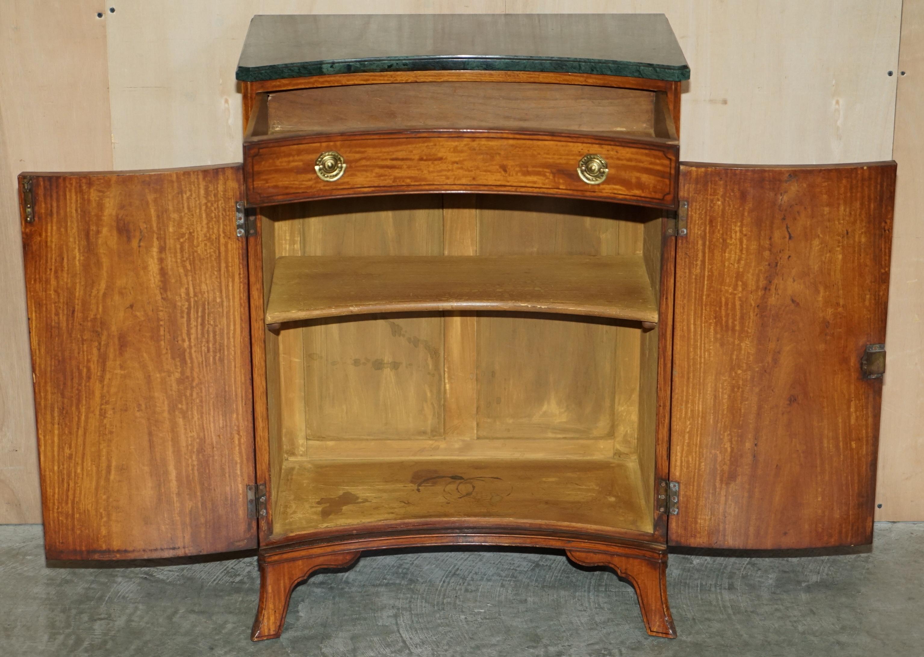 Editors Choice Pair of Antique Sheraton Revival Marble Topped Concave Sideboards For Sale 15