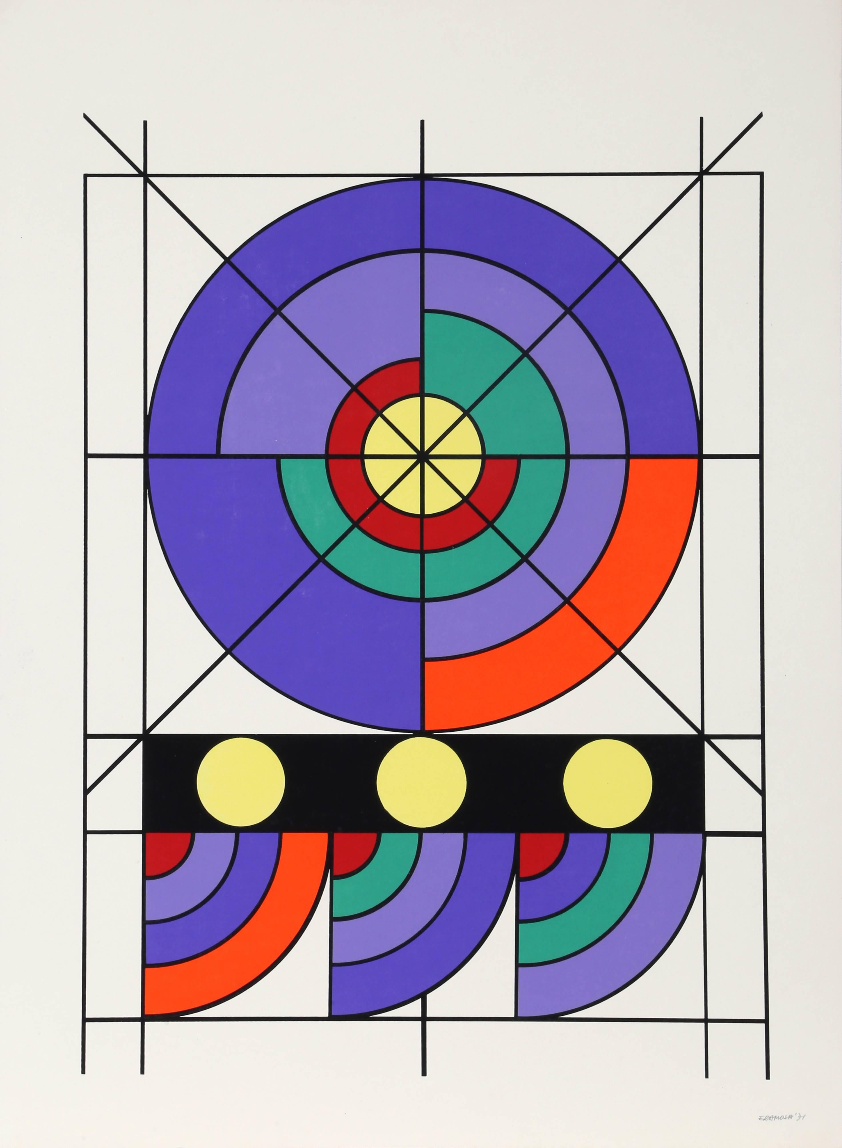 Edival Ramosa Abstract Print - Colorful Geometric Abstract by Ramosa