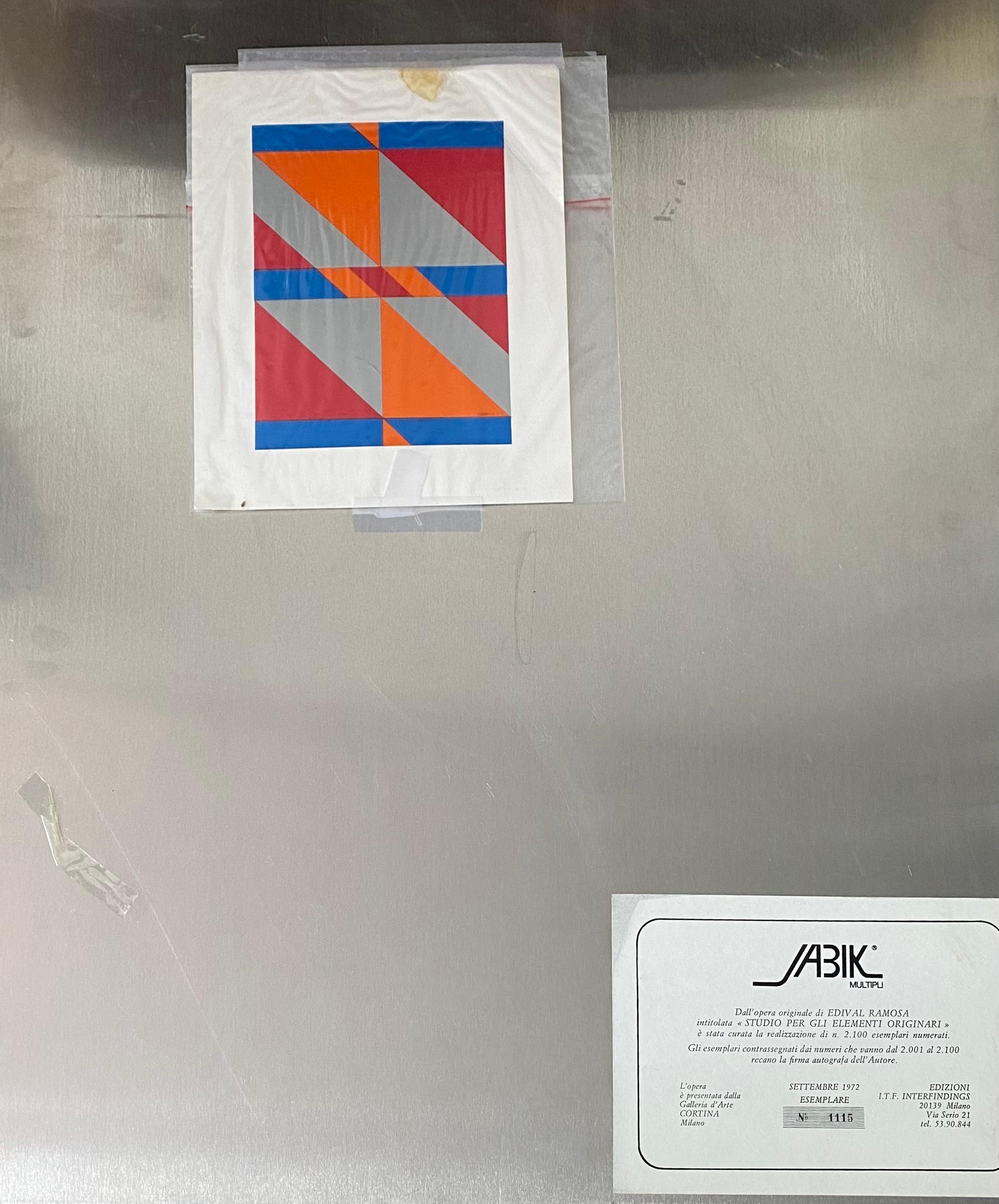 Edival Ramosa, Studio Per Gli Elementi Originari, Serigrafía en venta 1