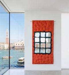 Espejo de pared «Mirror 3» de Edizioni del Pesce Meritalia, diseñado por Gaetano Pesce, naranja y azul