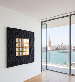 Edizioni del Pesce Meritalia Mirror 4: espejo de pared de Gaetano Pesce, negro y naranja
