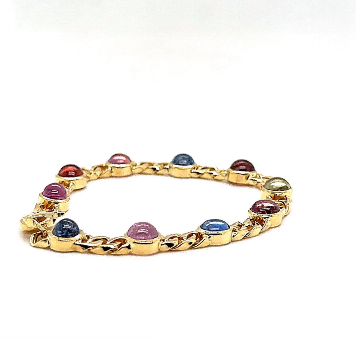 Edles Armband in 18 Karat Gelbgold mit bunt-leuchtenden Saphiren For Sale 4