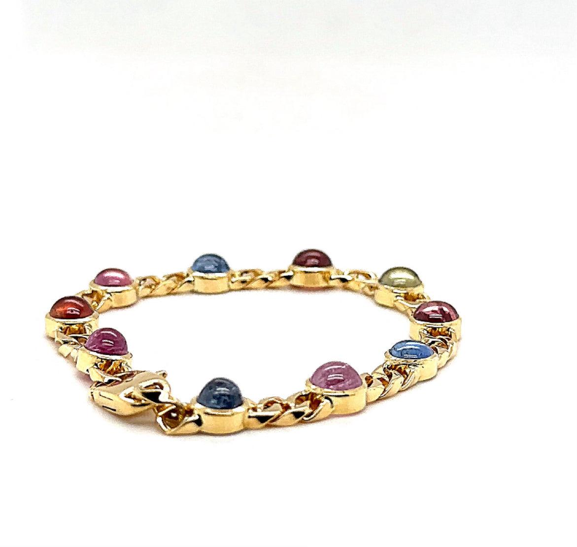 Edles Armband in 18 Karat Gelbgold mit bunt-leuchtenden Saphiren For Sale 5