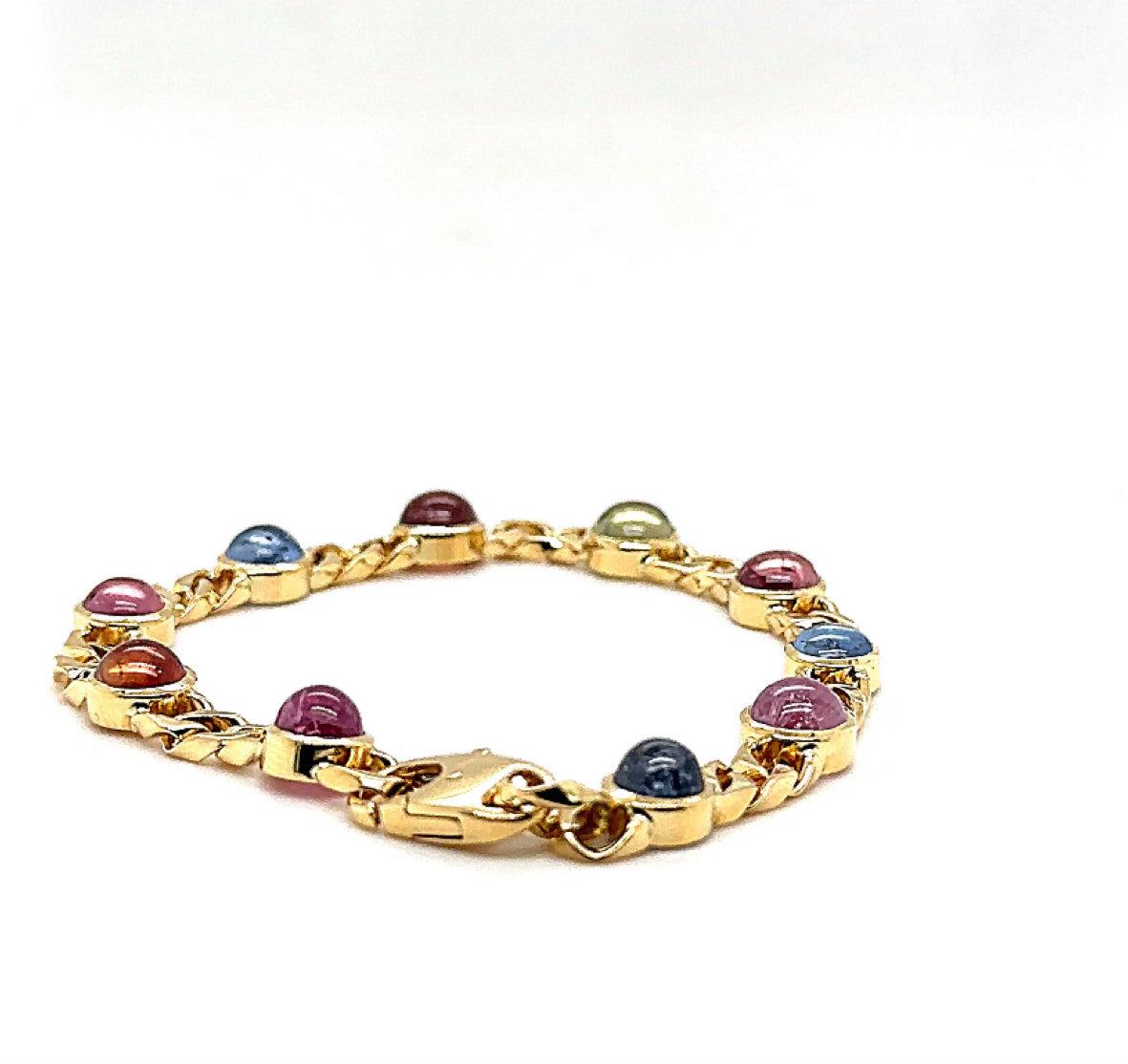 Edles Armband in 18 Karat Gelbgold mit bunt-leuchtenden Saphiren For Sale 6
