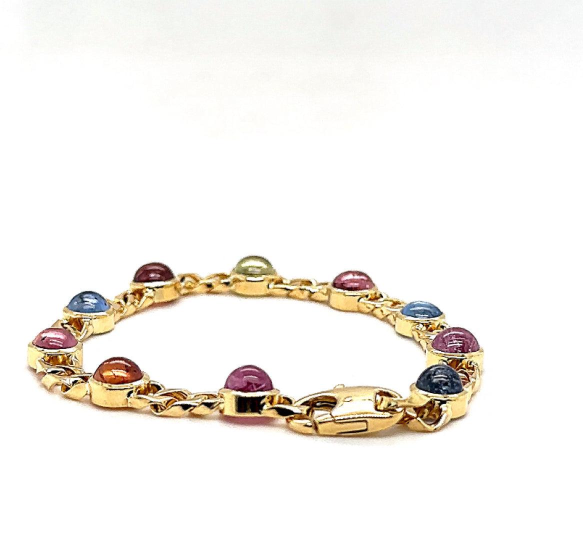 Edles Armband in 18 Karat Gelbgold mit bunt-leuchtenden Saphiren For Sale 7
