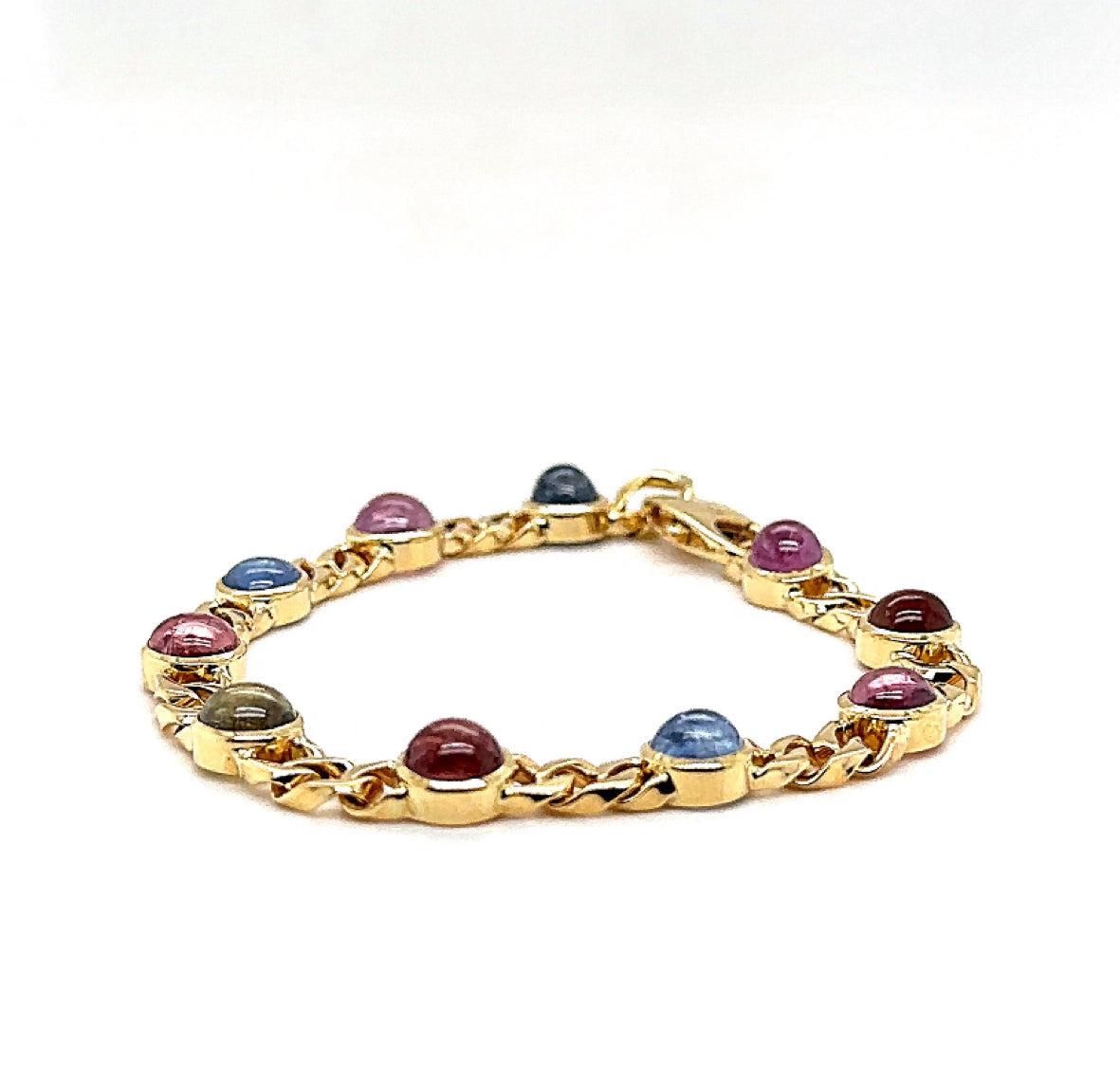 Bracelet Edles en or doré 18 carats et saphirsbunt-leuchtenden en vente 1