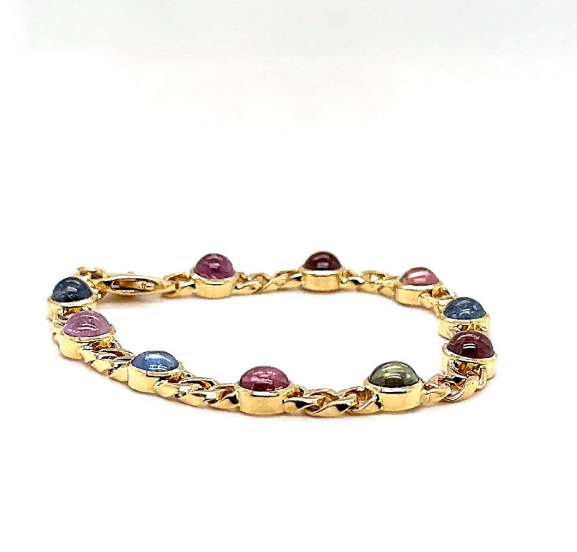 Bracelet Edles en or doré 18 carats et saphirsbunt-leuchtenden en vente 3