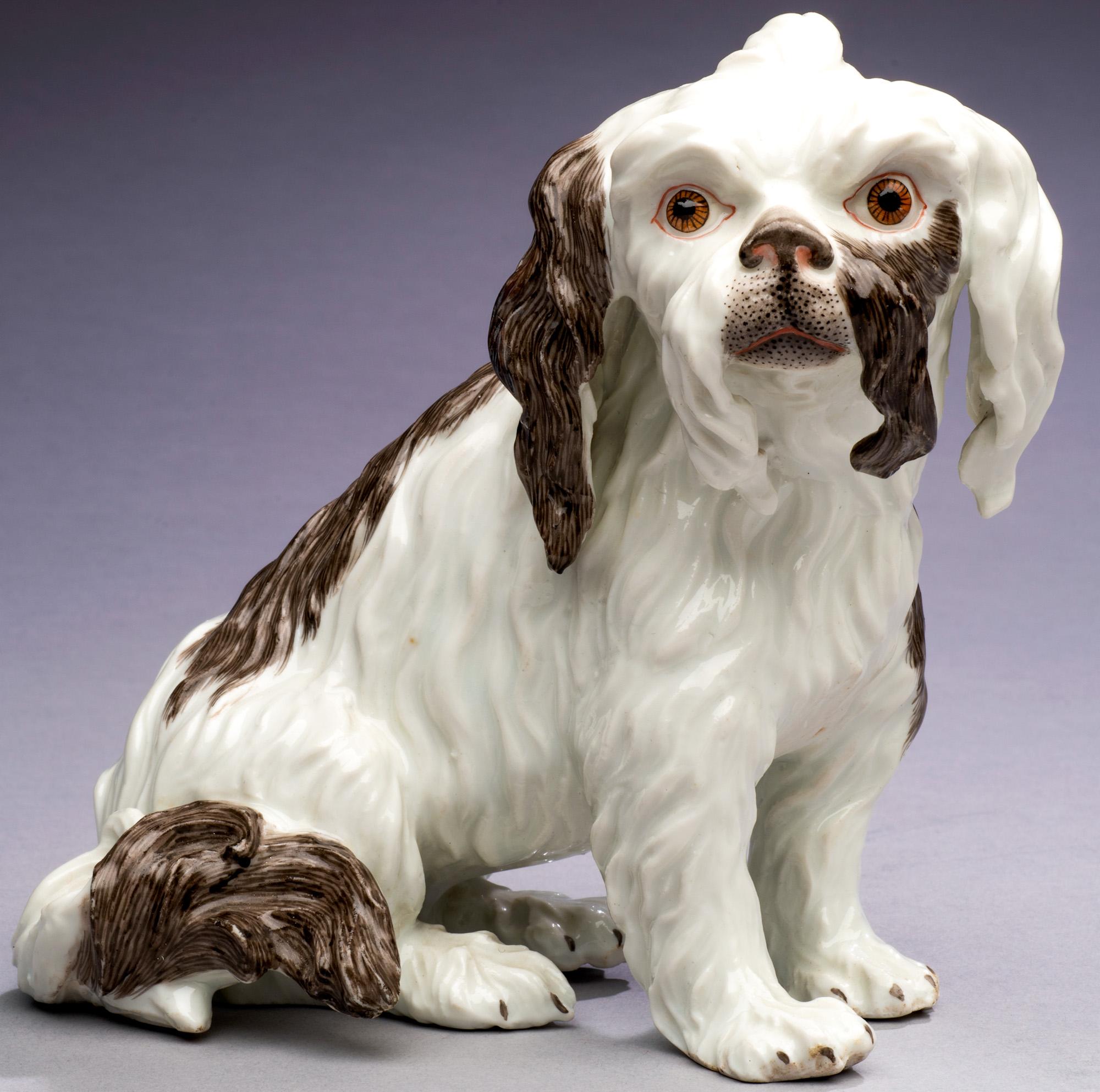 Antique Porcelain Dog Portrait Cavalier King Charles-Edmé Samson circa 1860 For Sale 1