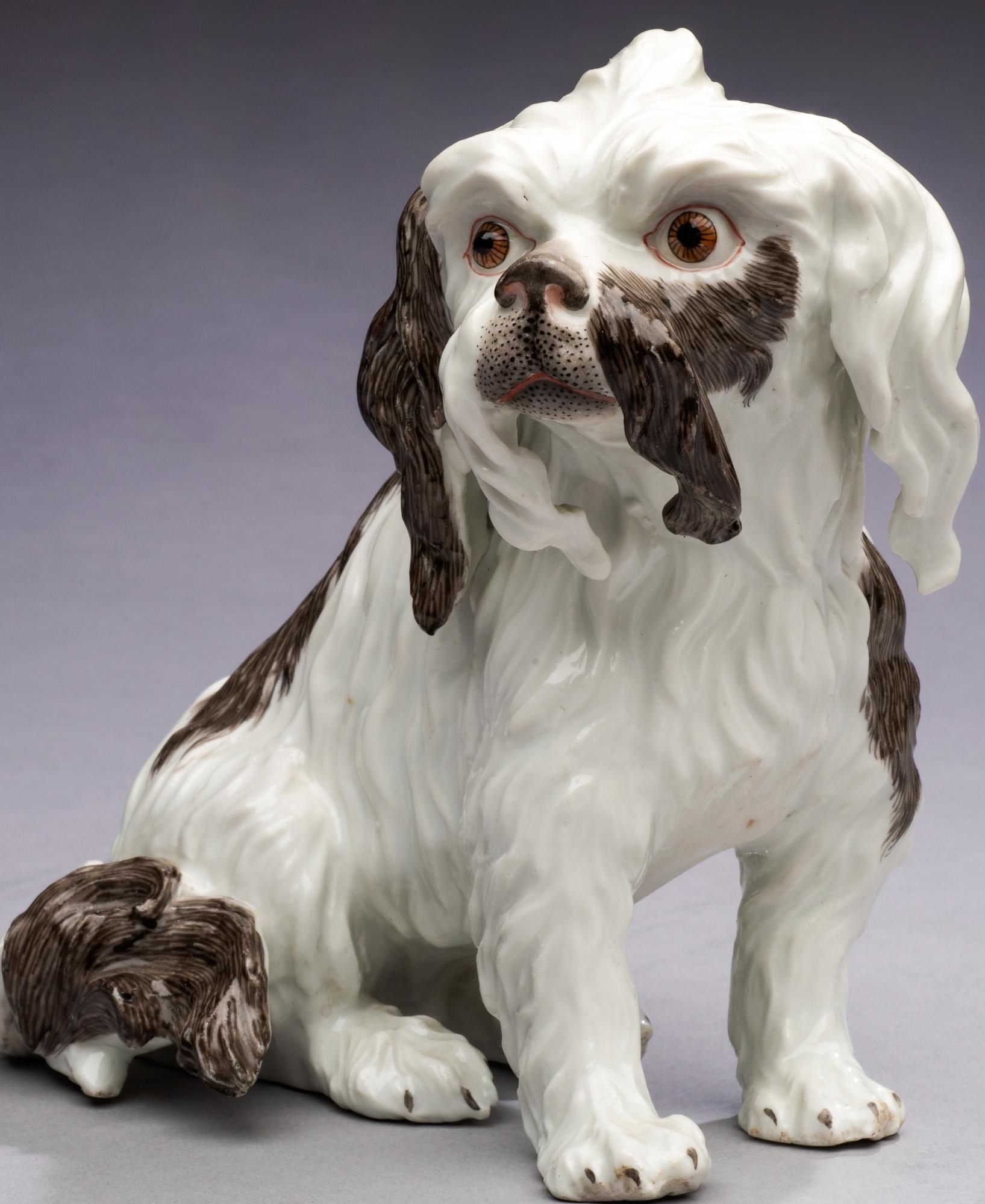 Antiguo retrato de perro de porcelana Cavalier King Charles-Edmé Samson circa 1860 en venta 6