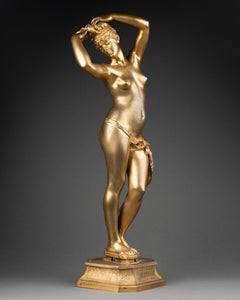 Edmé Antony Paul NOEL : "L'Odalisque", sculpture en bronze doré C.I.C..