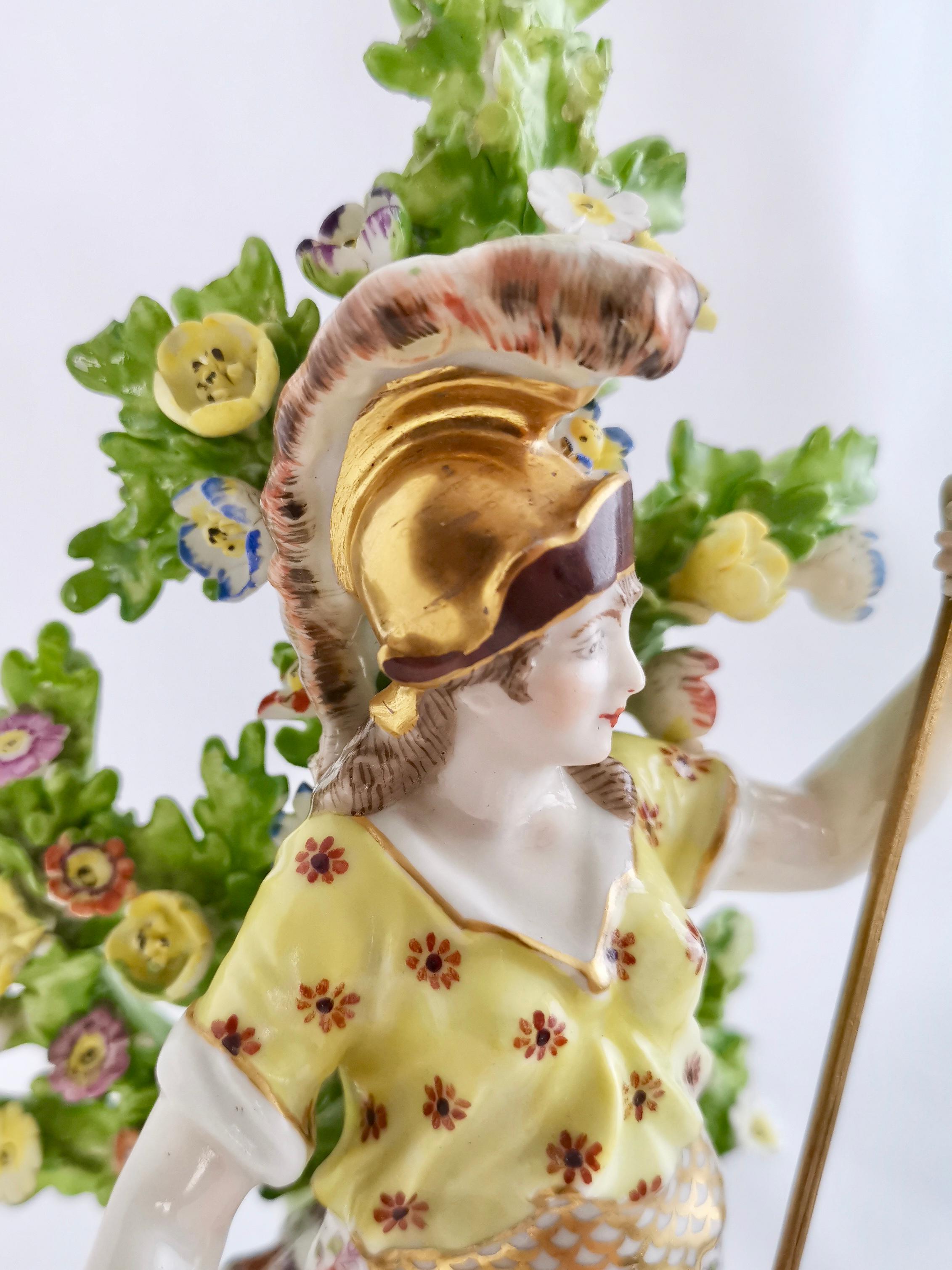 Edmé Samson Porcelain Figure, Derby Style Minerva with Owl, 19th Century In Good Condition In London, GB