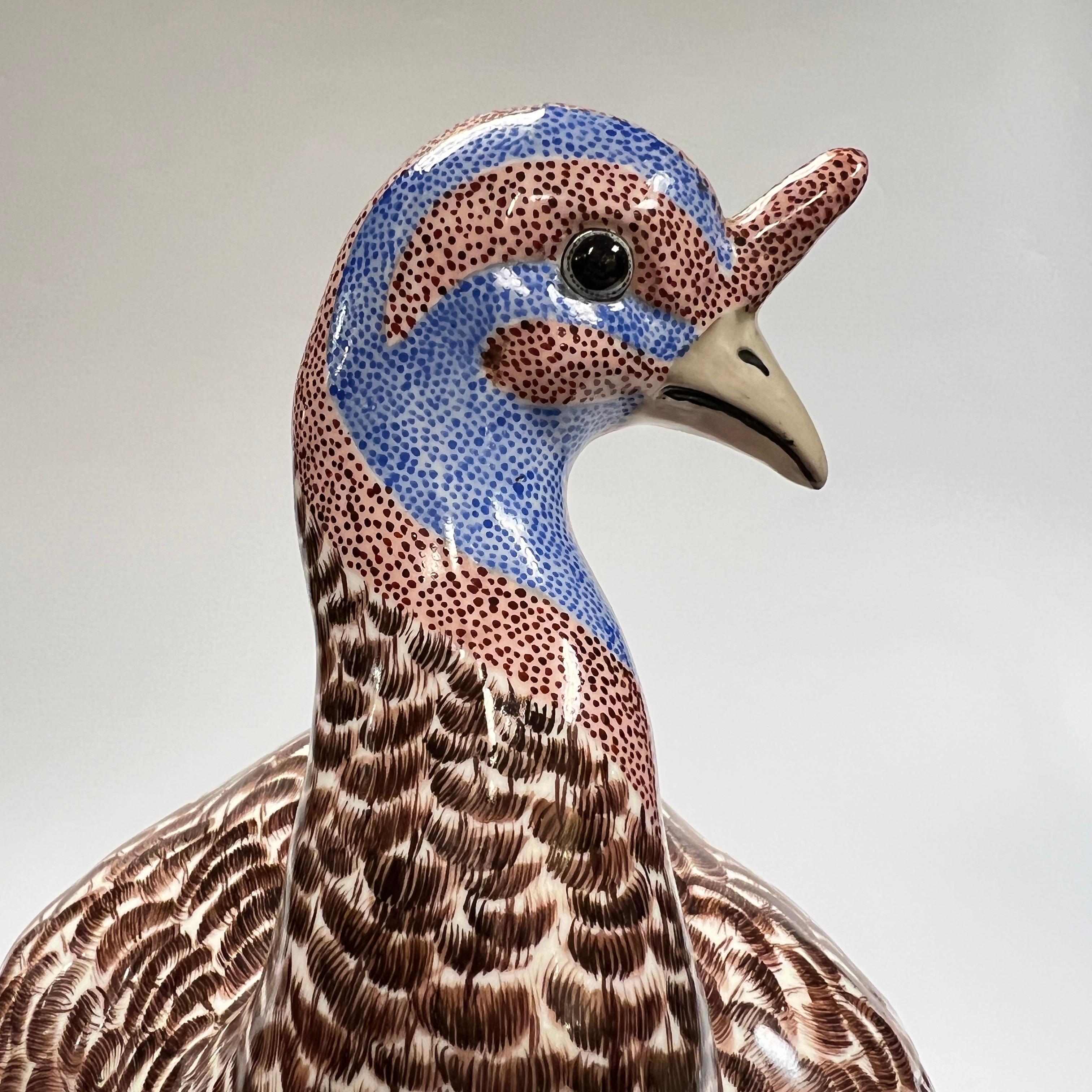 Edme Samson Glazed Porcelain Guinea Fowl Bird Statue 9