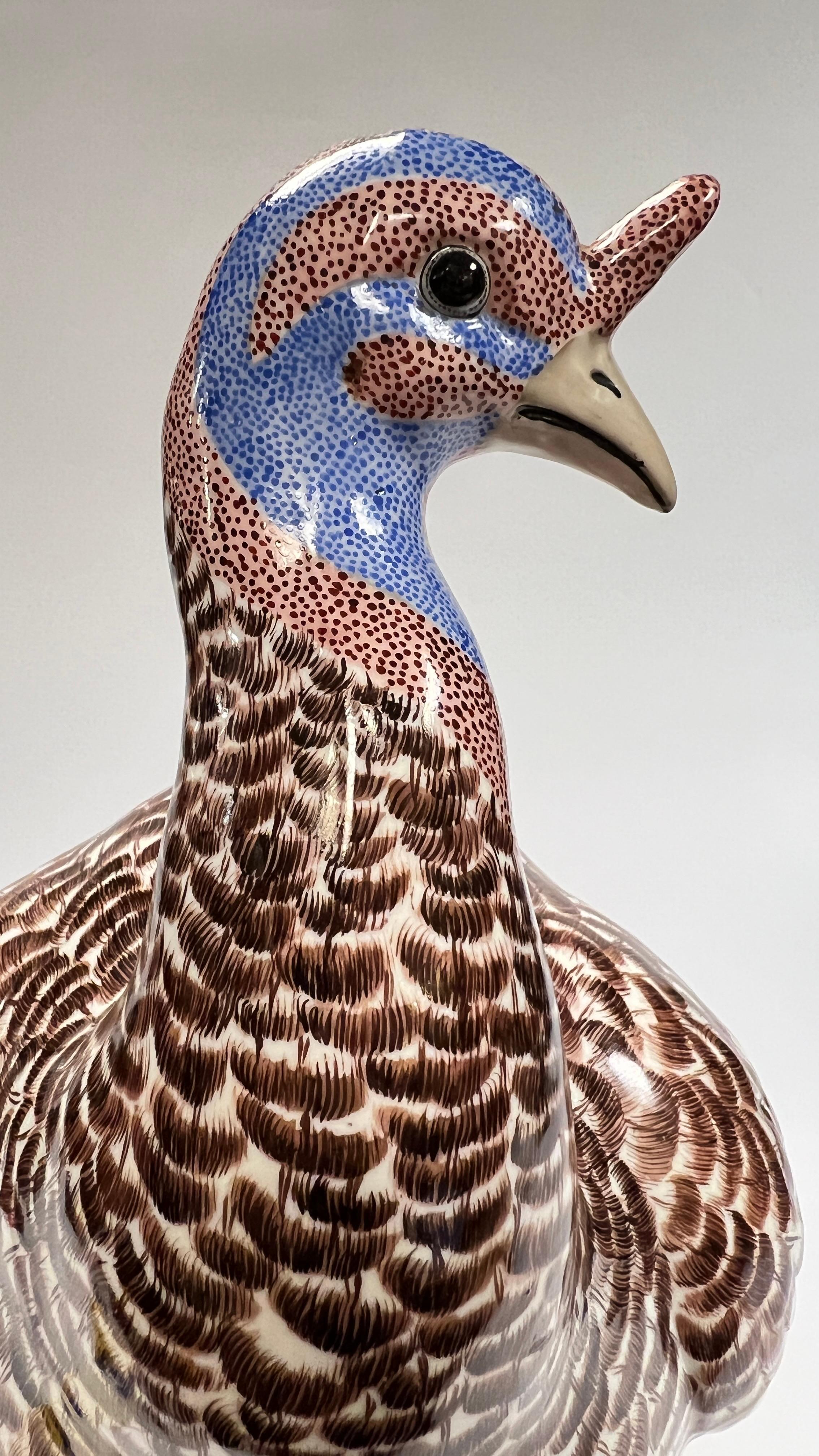 Edme Samson Glazed Porcelain Guinea Fowl Bird Statue 10