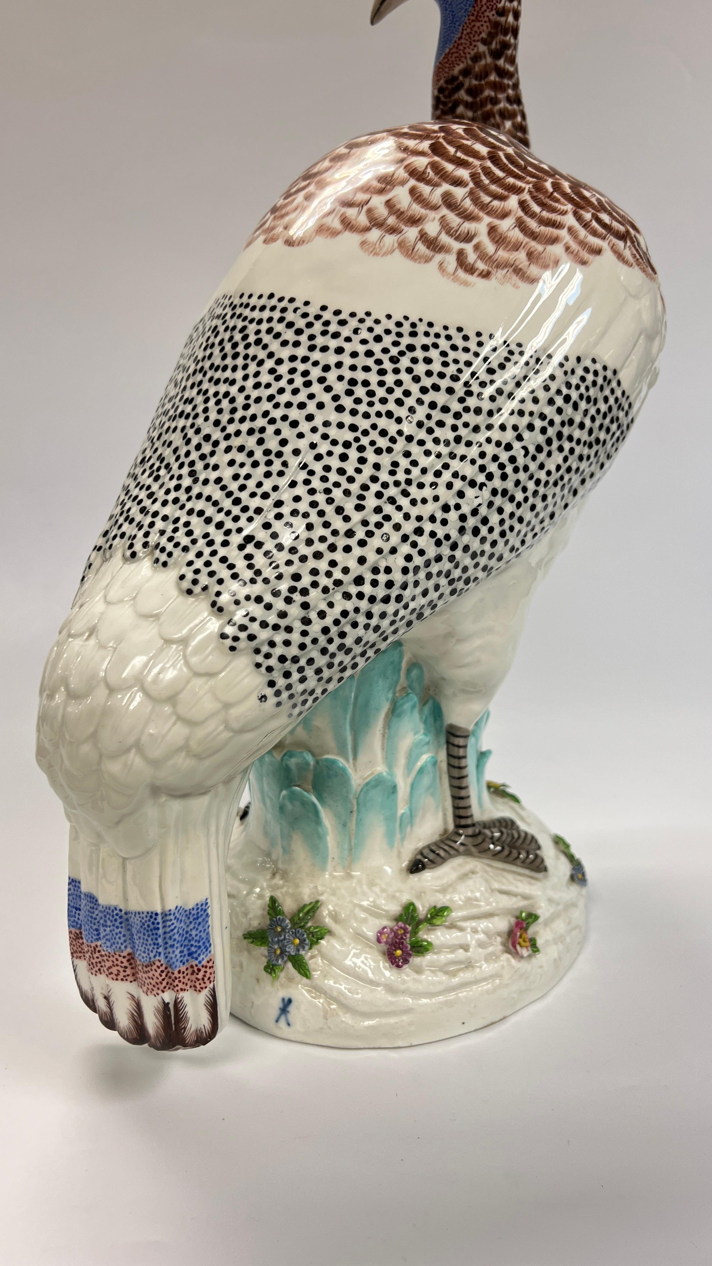Edme Samson Glazed Porcelain Guinea Fowl Bird Statue 12