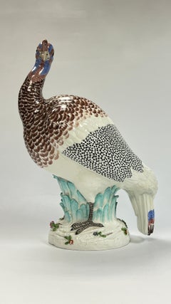 Statue d'oiseau pintade en porcelaine émaillée Edme Samson