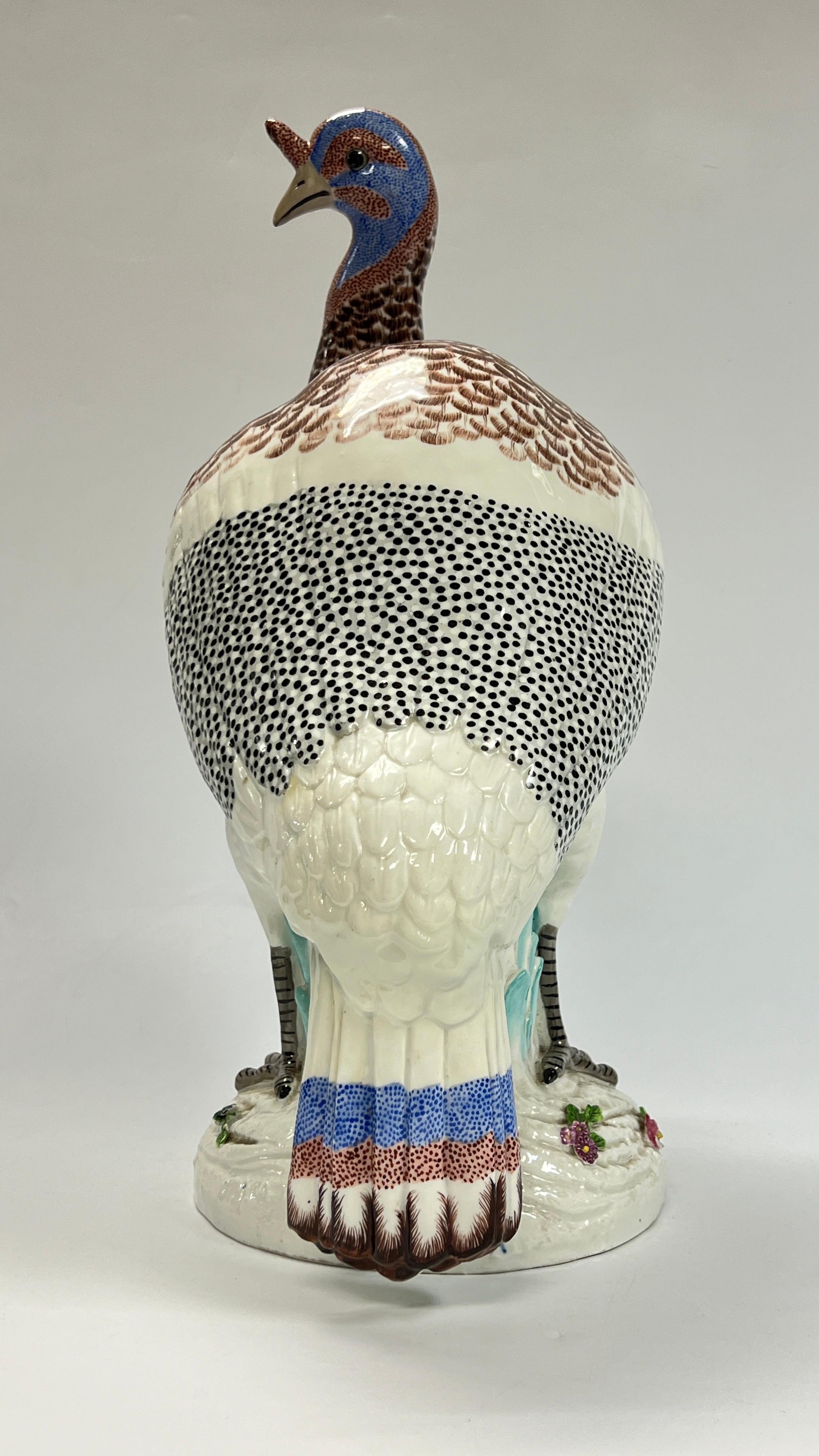 Edme Samson Glazed Porcelain Guinea Fowl Bird Statue In Good Condition In New York, NY