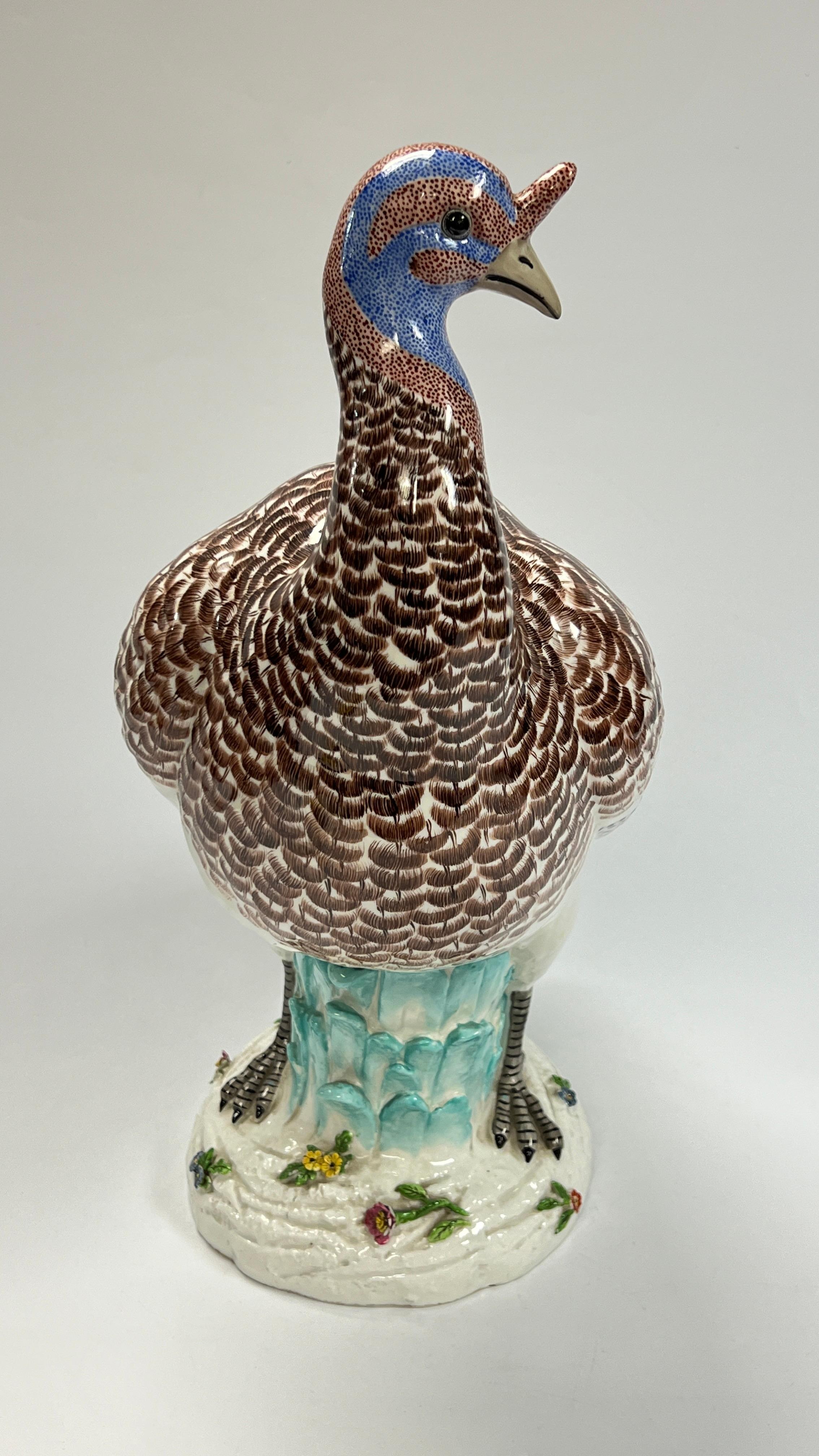 Edme Samson Glazed Porcelain Guinea Fowl Bird Statue 1