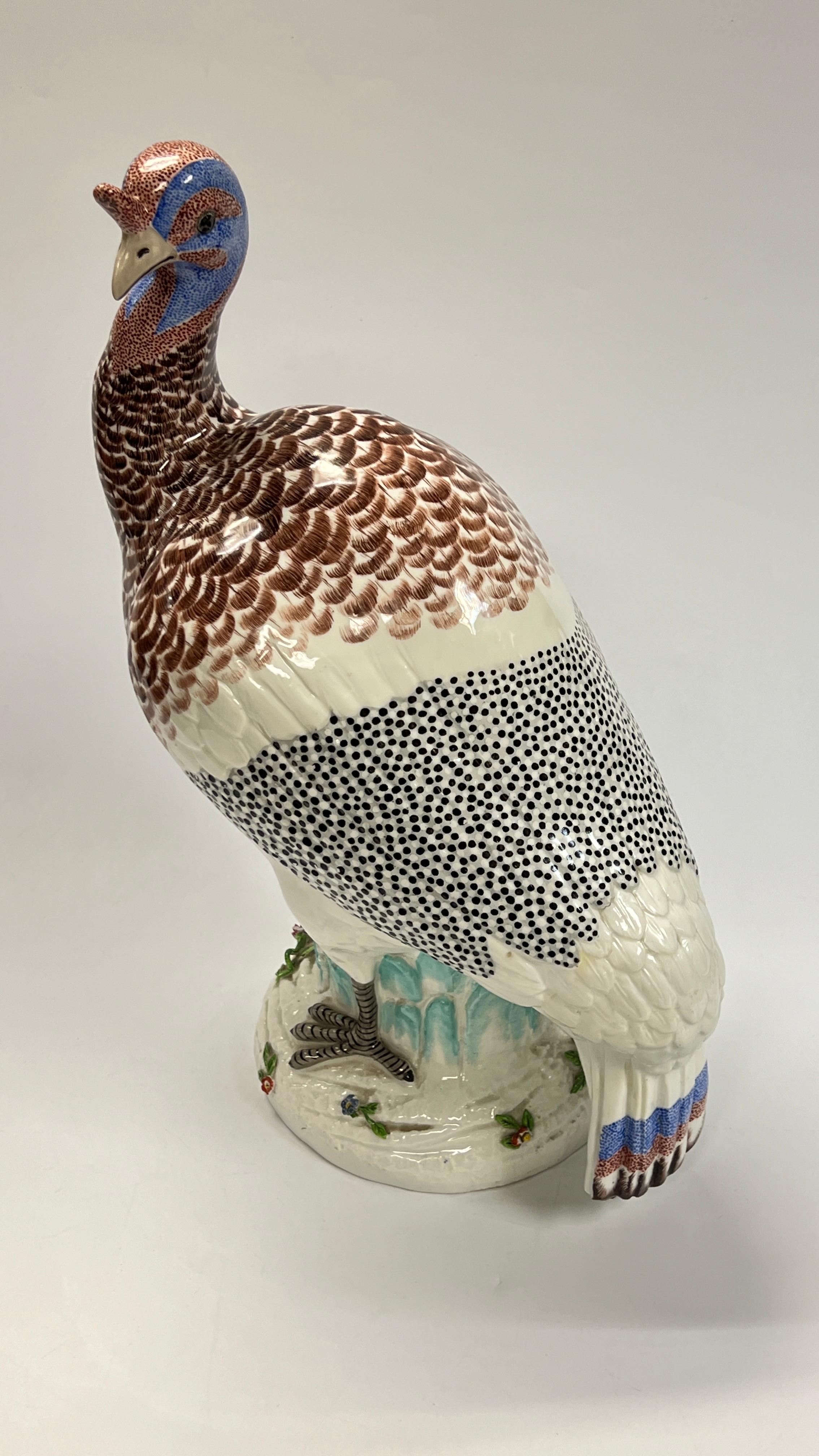 Edme Samson Glazed Porcelain Guinea Fowl Bird Statue 2
