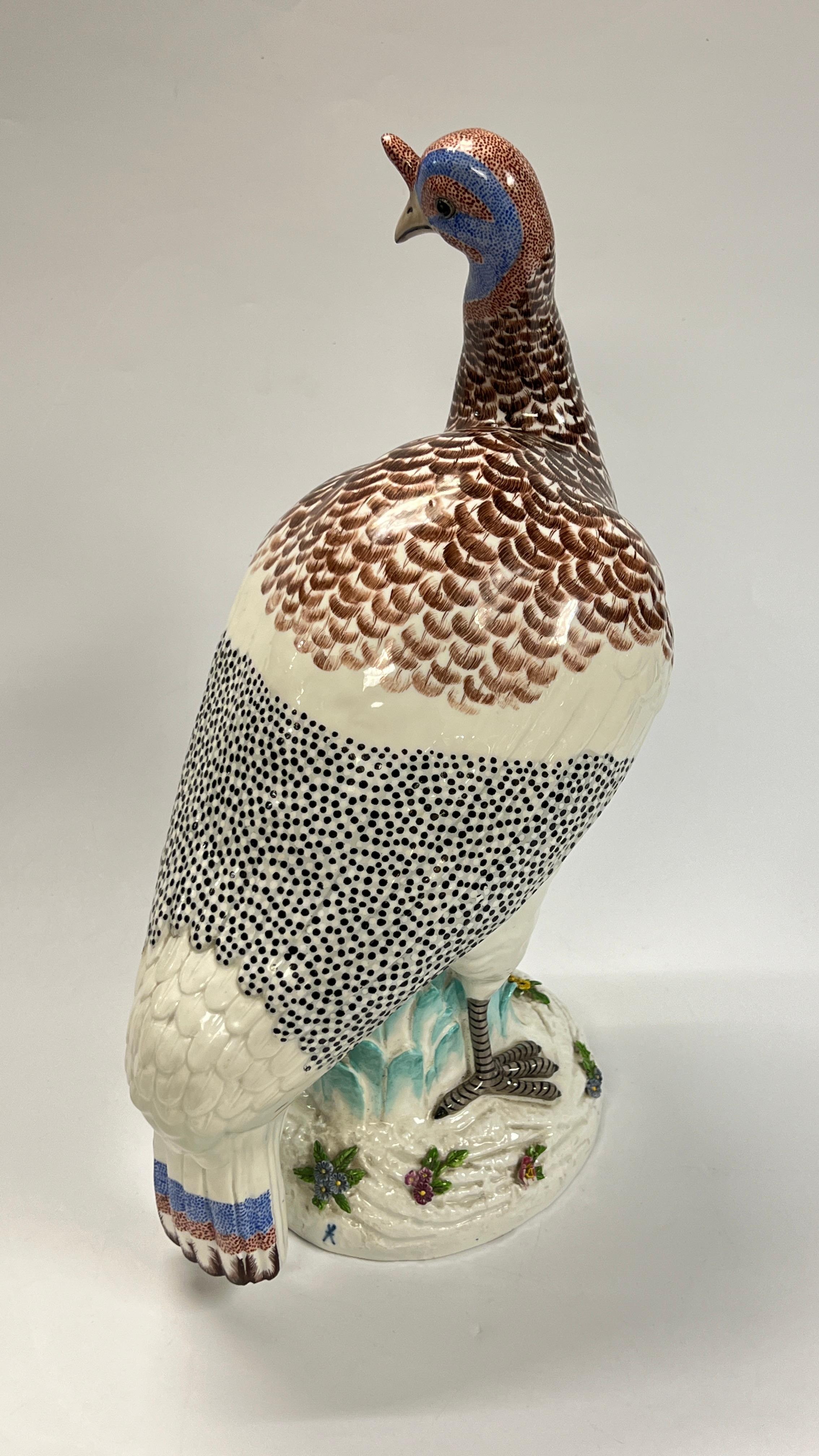 Edme Samson Glazed Porcelain Guinea Fowl Bird Statue 3