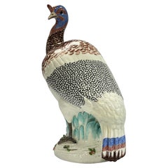 Edme Samson Glazed Porcelain Guinea Fowl Bird Statue