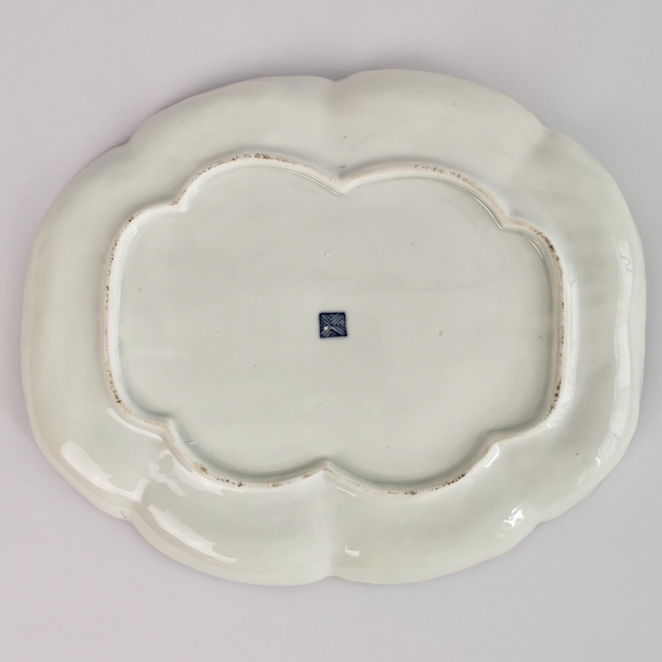 Edmé Samson Porcelain Cabaret Tray, Worcester Style Blue with Flowers, 19th C For Sale 2