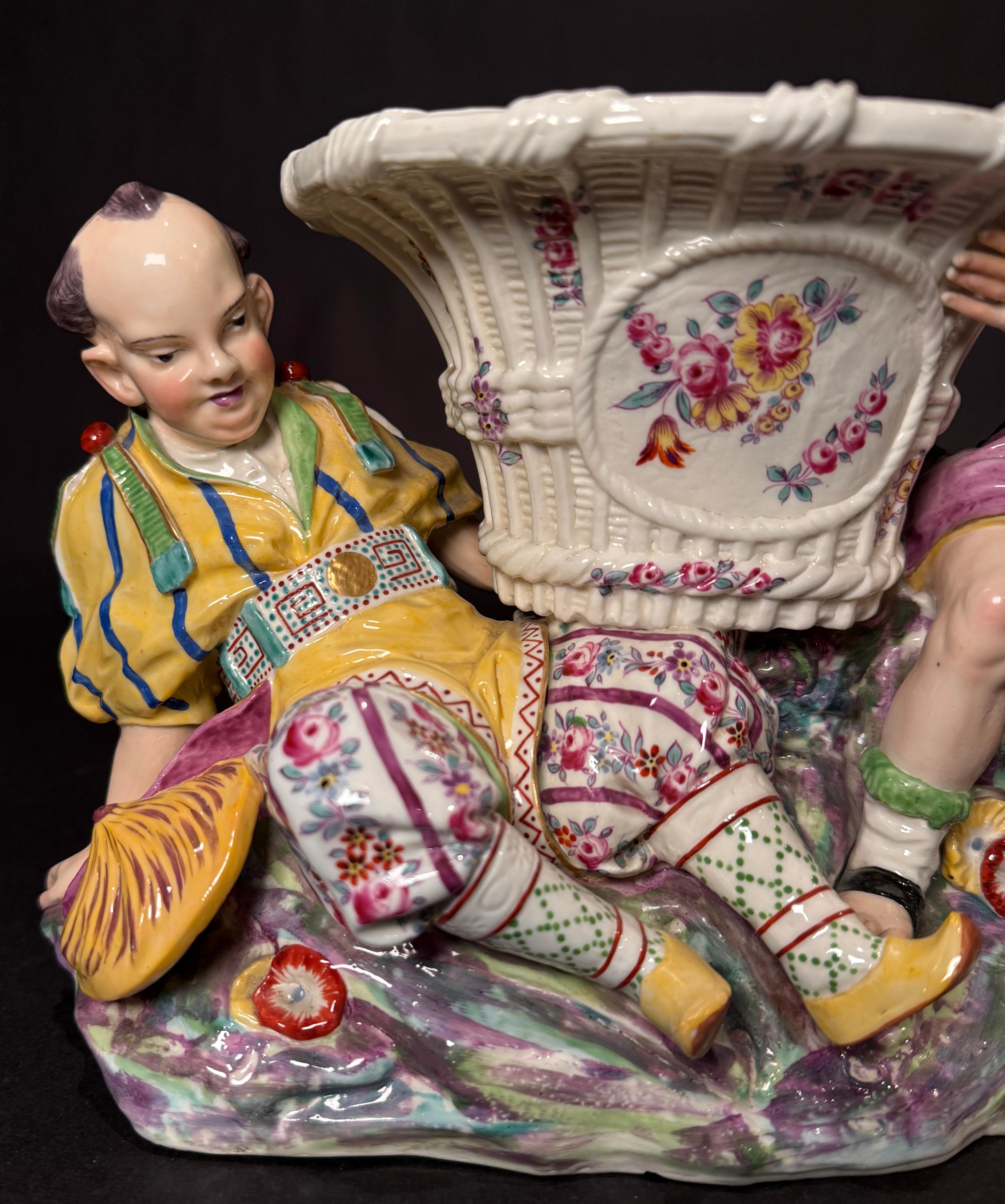 Hand-Painted Edmé Samson Porcelain Chinoiserie Centerpiece Jardiniere For Sale