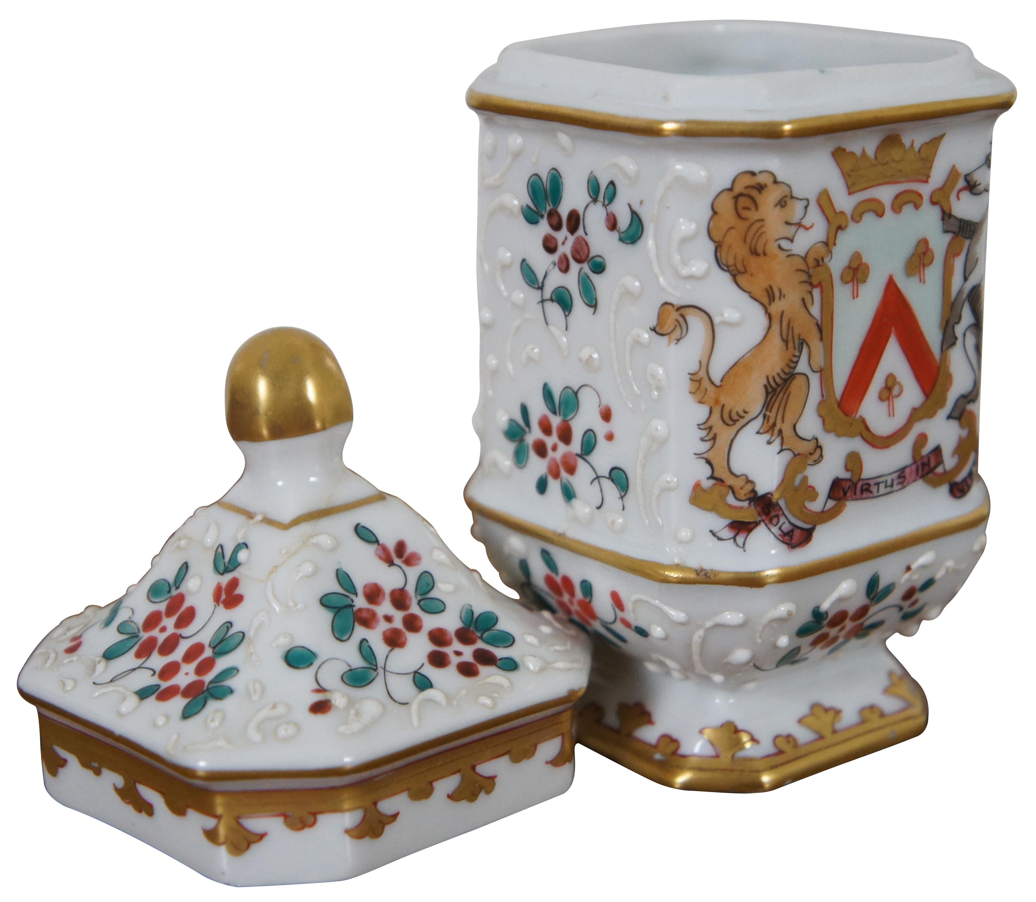 French Provincial Edme Samson Porcelaine De Paris French Armorial Coat of Arms Lidded Jar 6