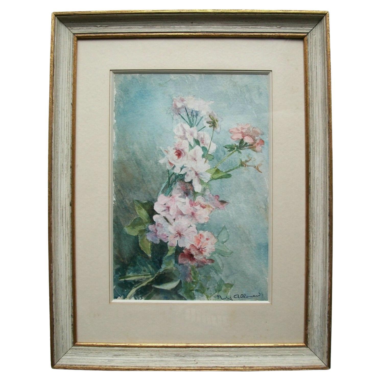 « Still Life of Flowers » d'Edmond Allouard, signé, encadré, début du 20e siècle en vente
