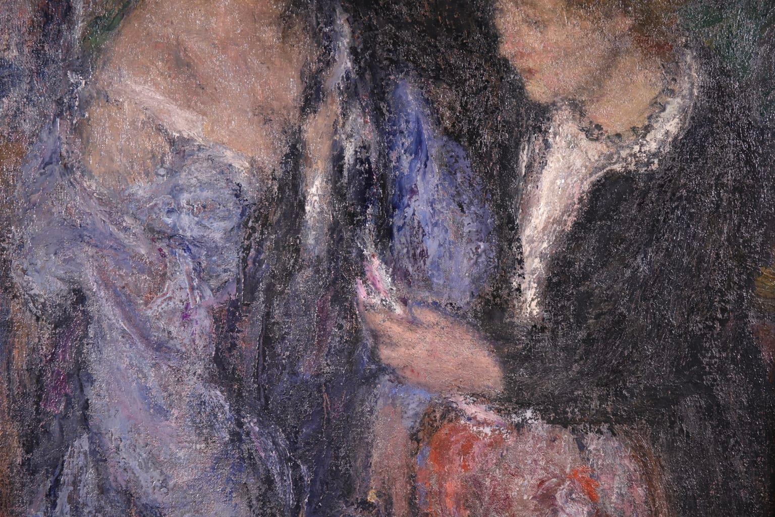 Elegant Women - Impressionist Oil, Figures in Interior Edmond Francois Aman-Jean 1