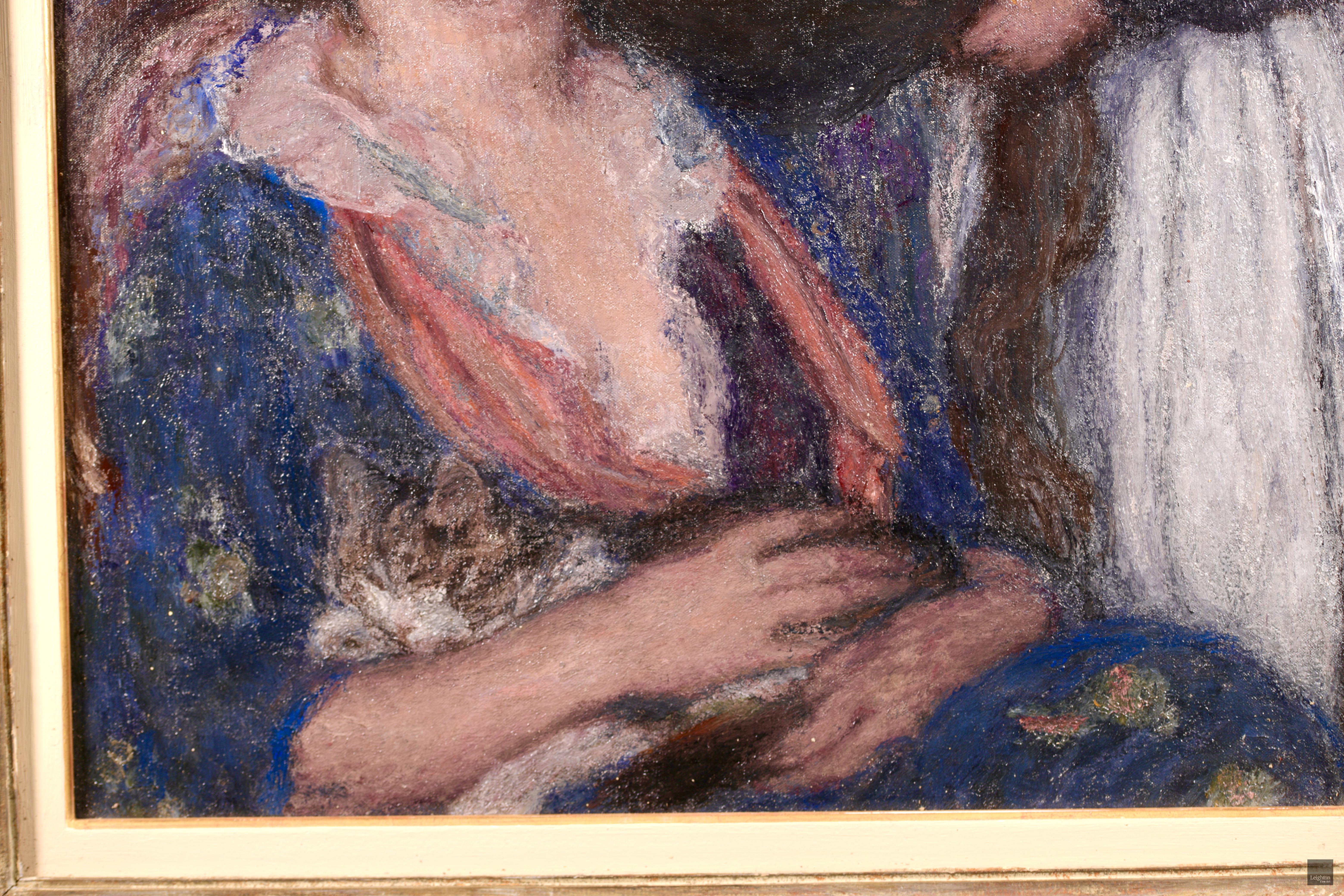 Femme a la toilette - Óleo simbolista, Figuras en interior de Edmond Aman-Jean 8