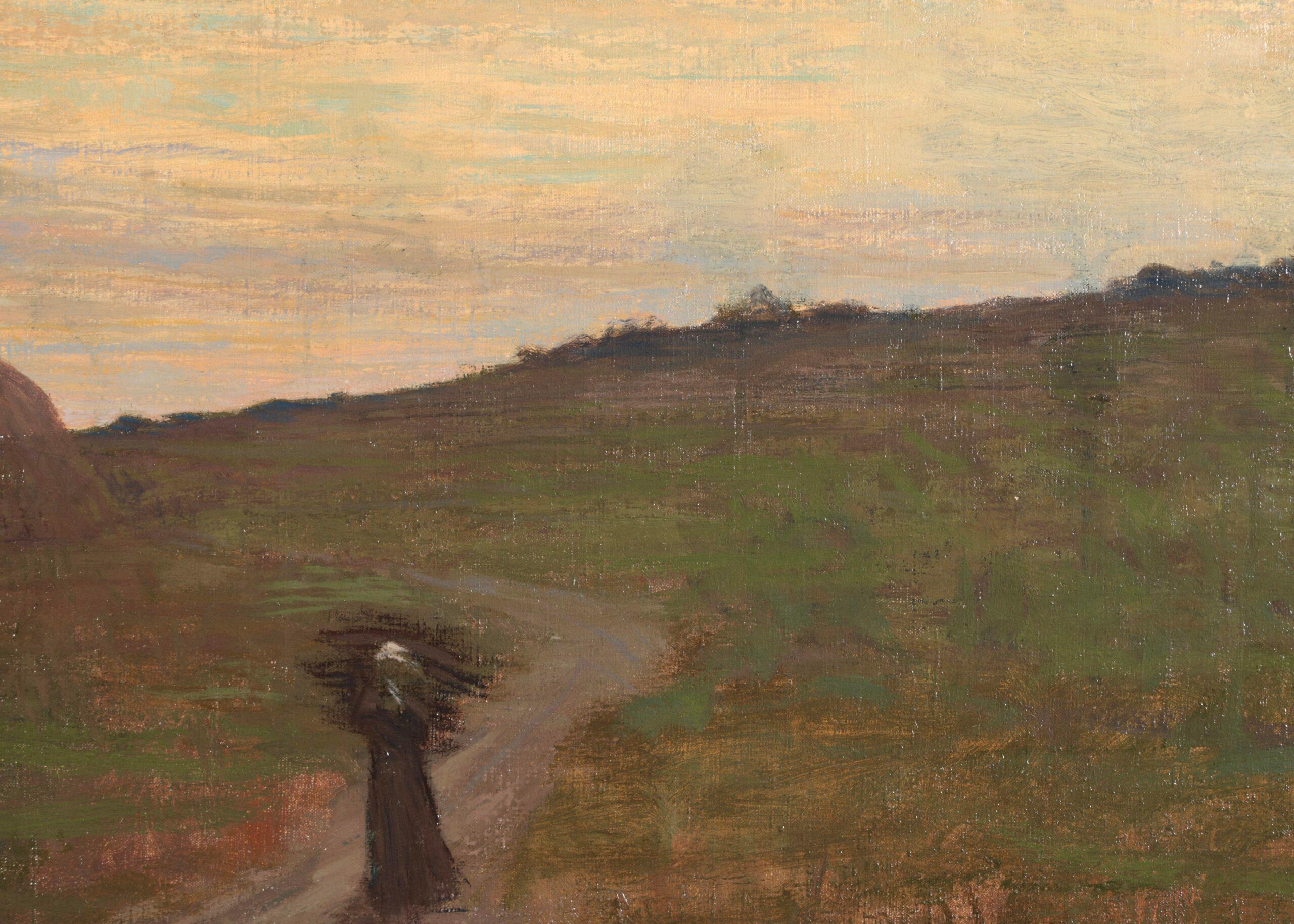 Kopf zu Hause – Sonnenuntergang – Symbolistische Figur in Landschaft, Öl von Edmond Aman-Jean im Angebot 4