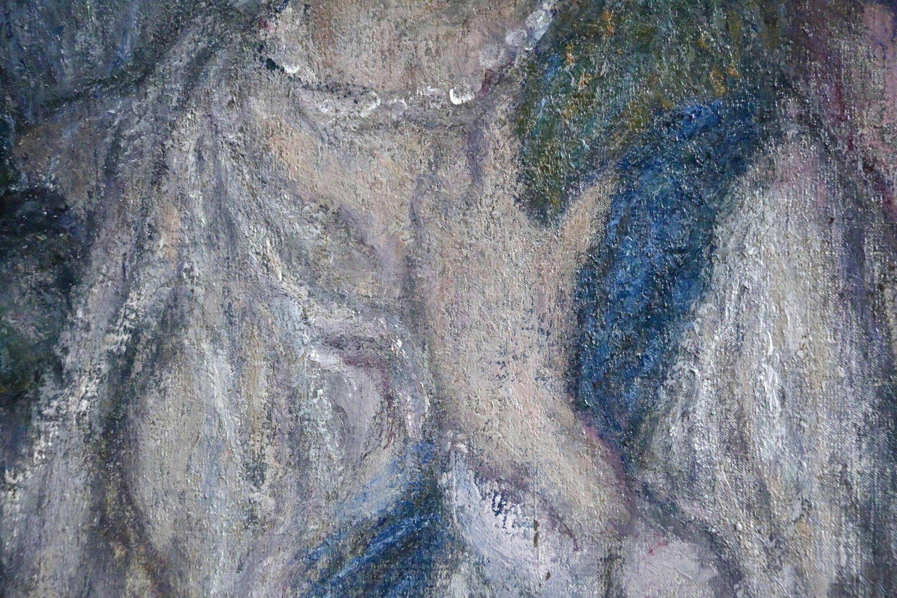 Jeune Fille avec Perroquet - Gray Portrait Painting by Edmond Aman-Jean