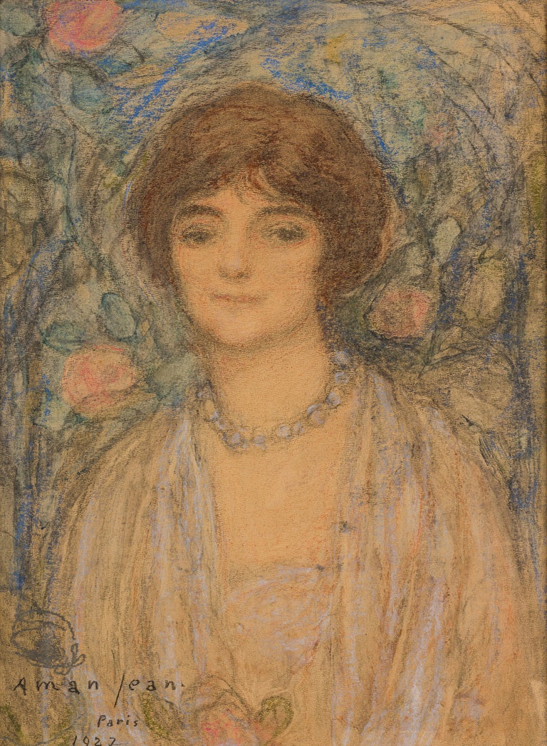 Edmond AmanJean Portrait of a Woman, French Portrait, Pastel, by
