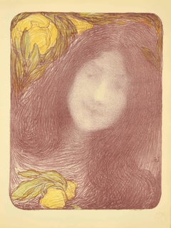 Sous les Fleurs - Original Lithograph by E. Aman-Jean - 1898