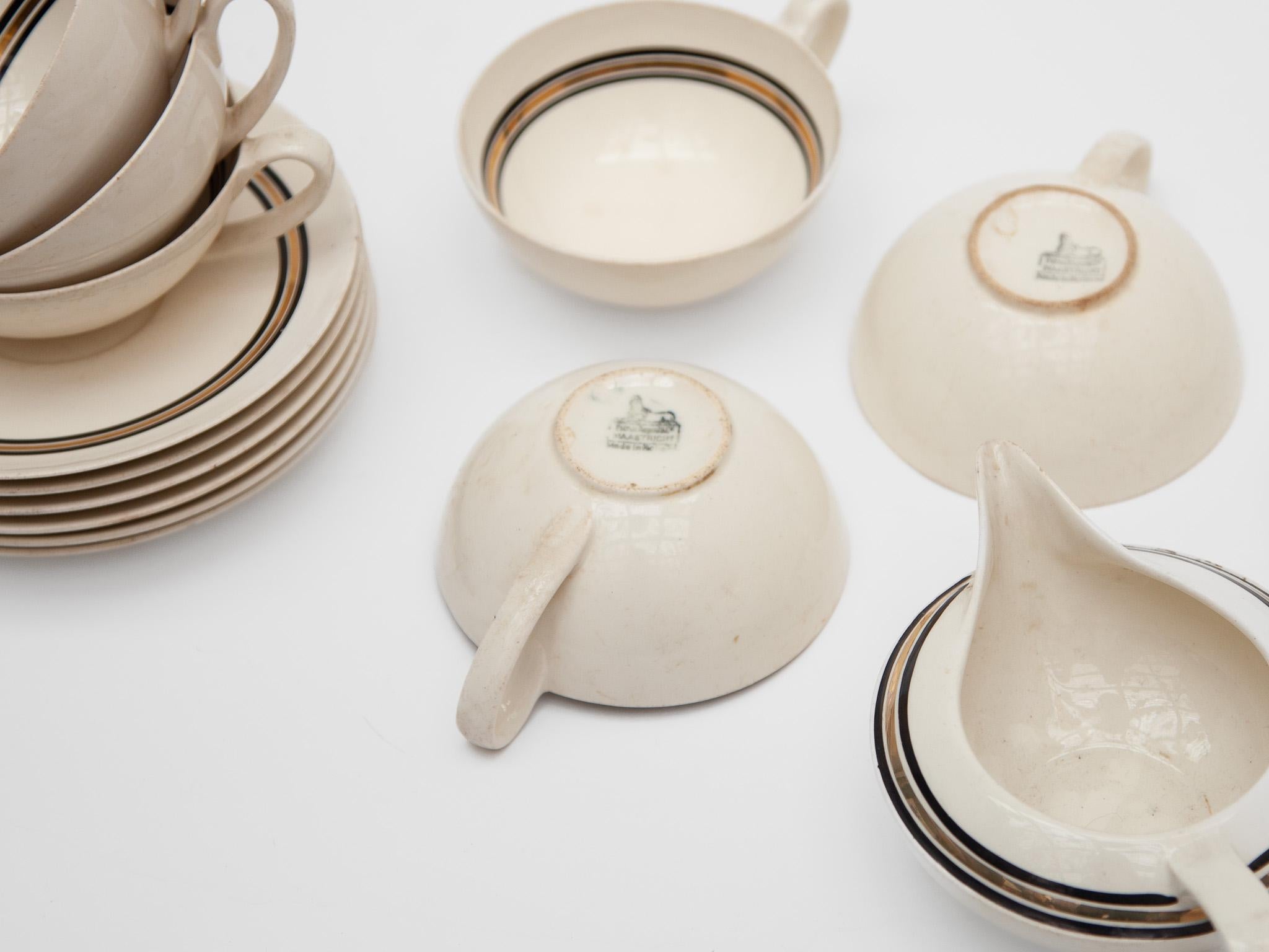 Edmond Bellefroid Tea Set by Petrus Regout Maastricht, Bauhaus, Dutch Art Deco For Sale 4