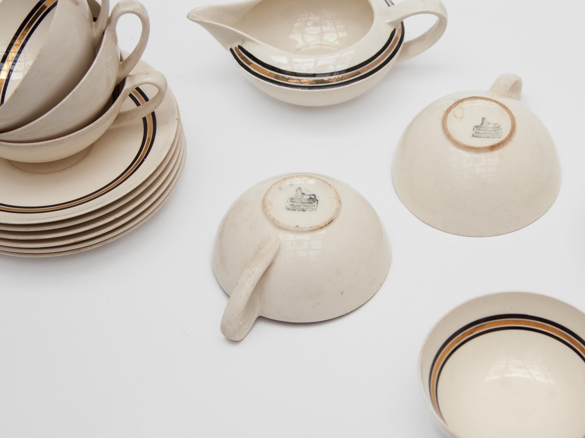 Edmond Bellefroid Tea Set by Petrus Regout Maastricht, Bauhaus, Dutch Art Deco For Sale 5