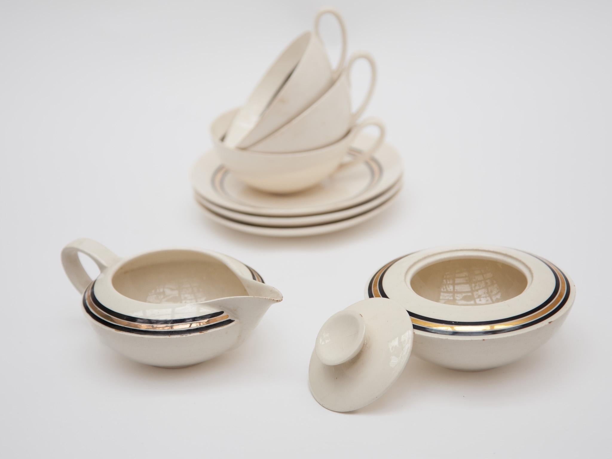 Edmond Bellefroid Tea Set by Petrus Regout Maastricht, Bauhaus, Dutch Art Deco For Sale 6