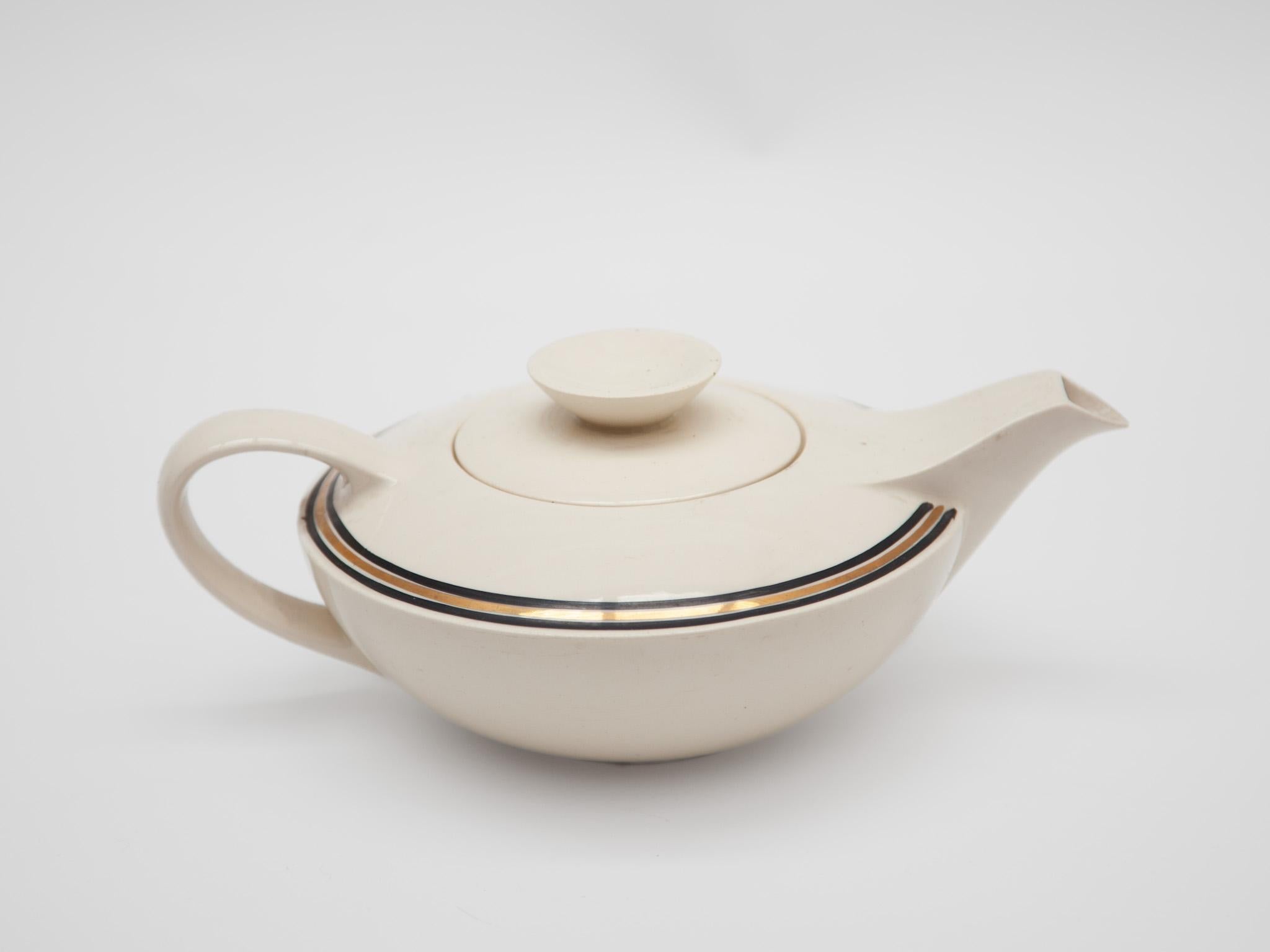 Edmond Bellefroid Tea Set by Petrus Regout Maastricht, Bauhaus, Dutch Art Deco For Sale 7