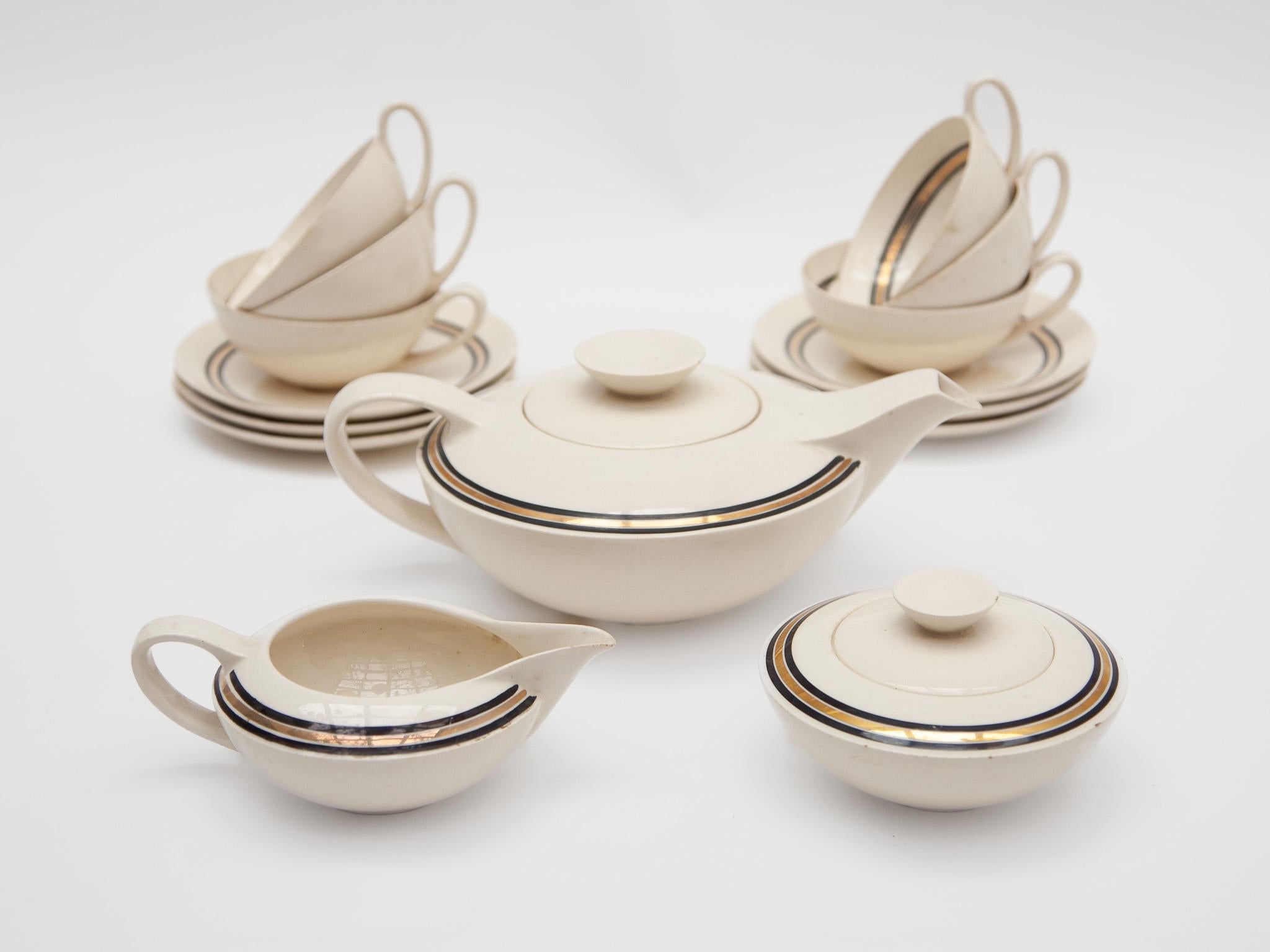 Edmond Bellefroid Tea Set by Petrus Regout Maastricht, Bauhaus, Dutch Art Deco For Sale 9