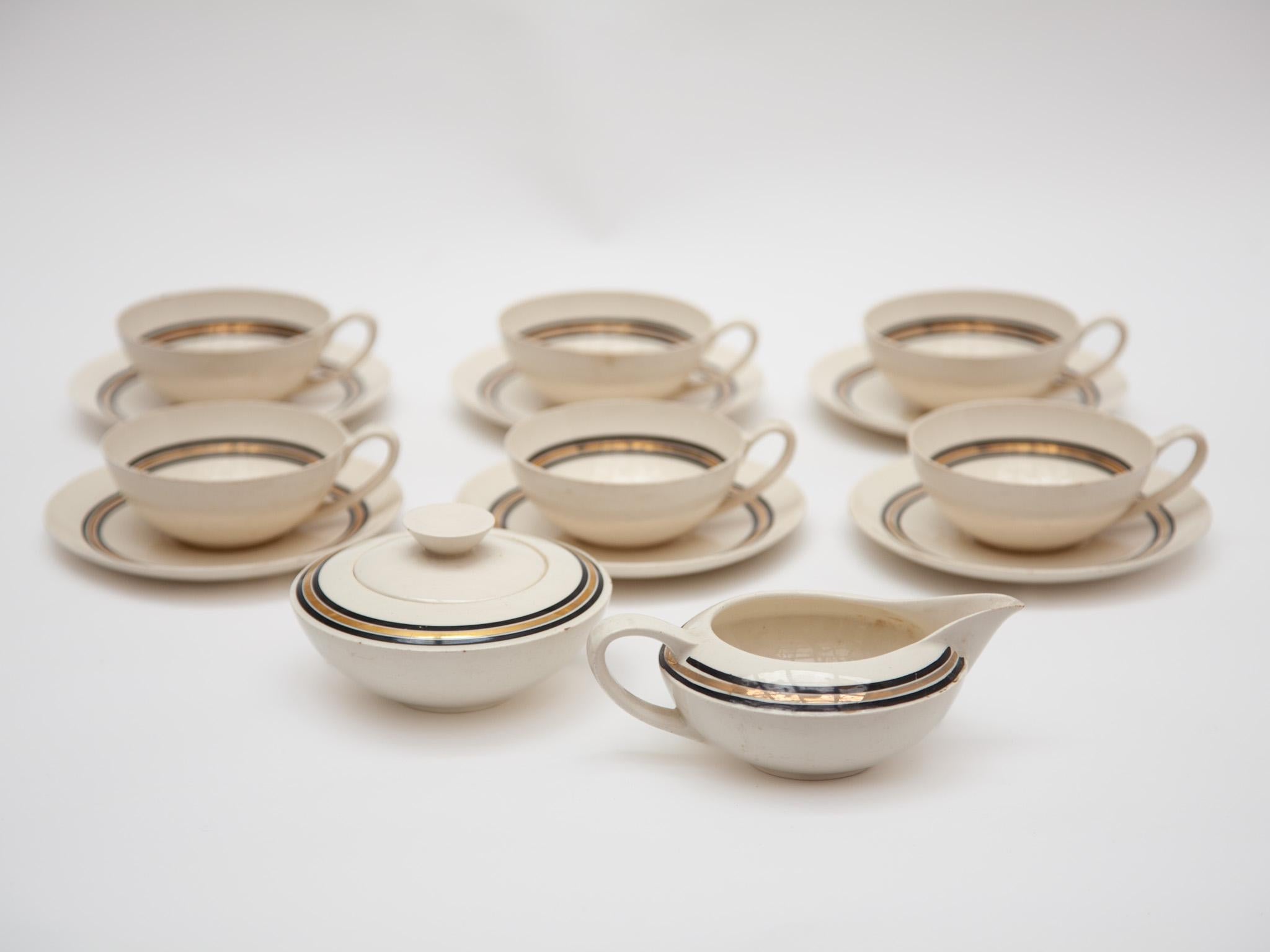 Ceramic Edmond Bellefroid Tea Set by Petrus Regout Maastricht, Bauhaus, Dutch Art Deco For Sale